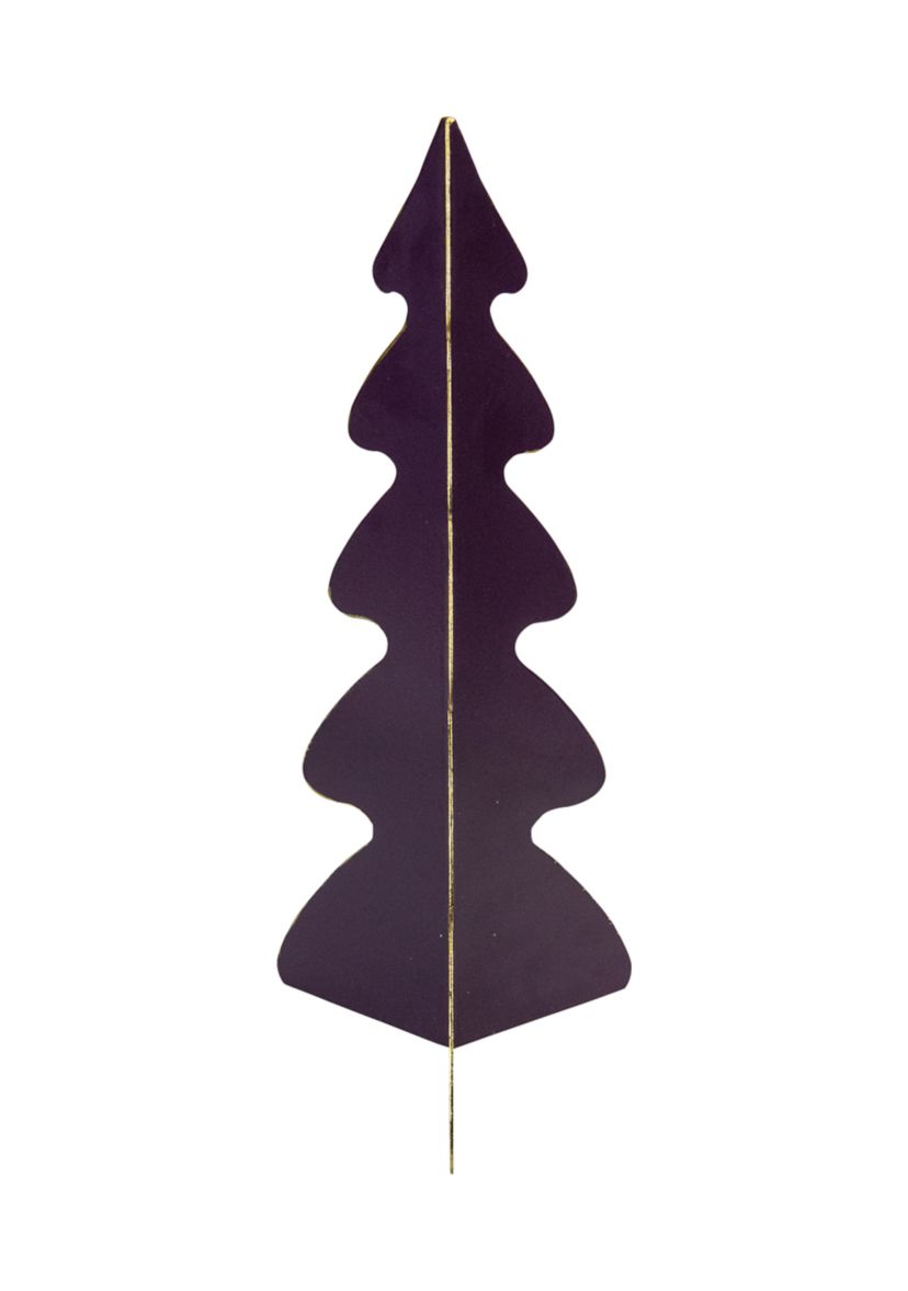 12Inch Purple Triangular Christmas Tree with a Curved Design Tabletop Decor