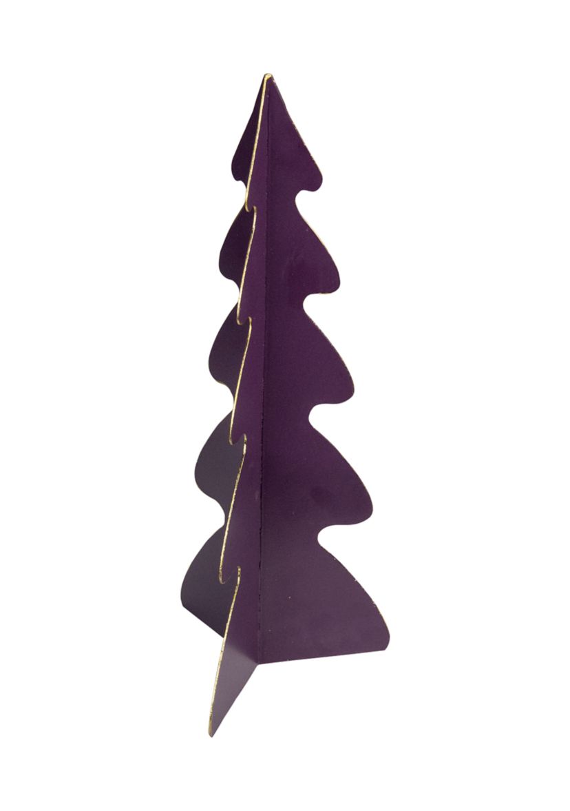 12Inch Purple Triangular Christmas Tree with a Curved Design Tabletop Decor