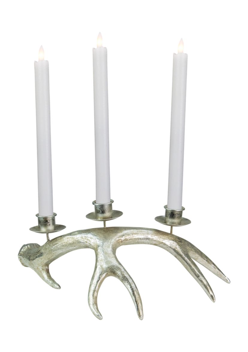 12Inch Champagne Deer Antler Christmas Taper Candle Holder