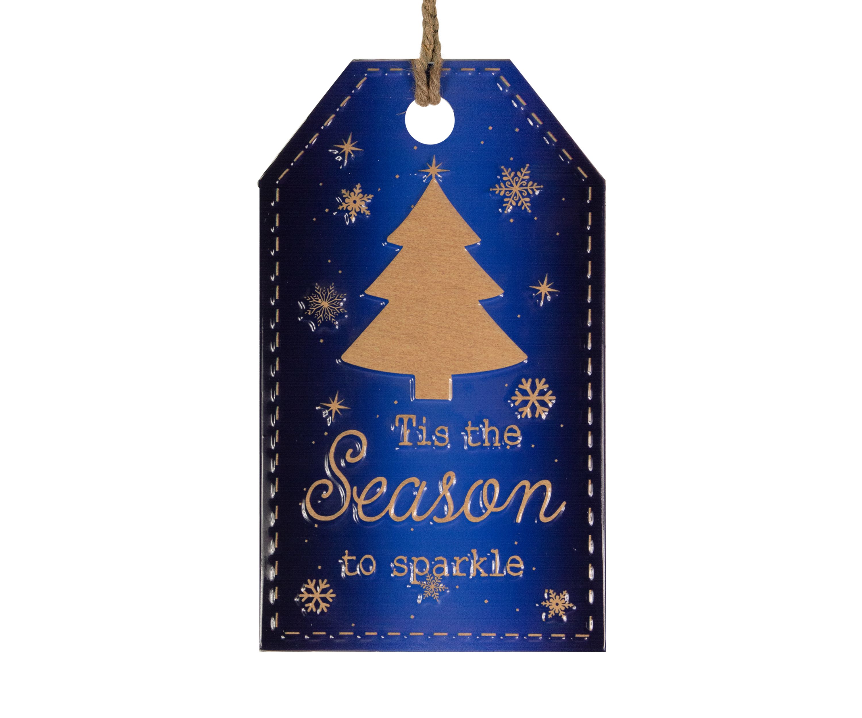 12.25Inch Tis the Season to Sparkle Blue Christmas Gift Tag Wall Decoration