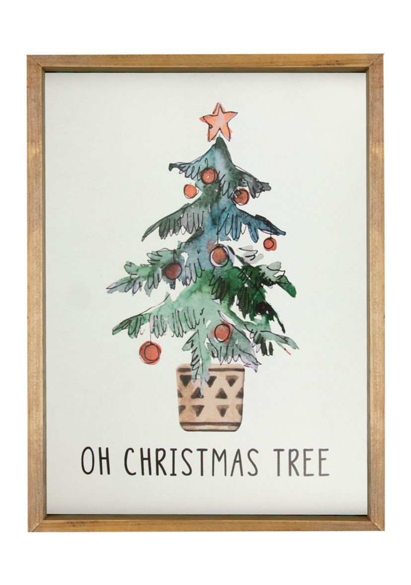 20Inch Wooden Framed InchOh Christmas TreeInch Wall Art Decoration