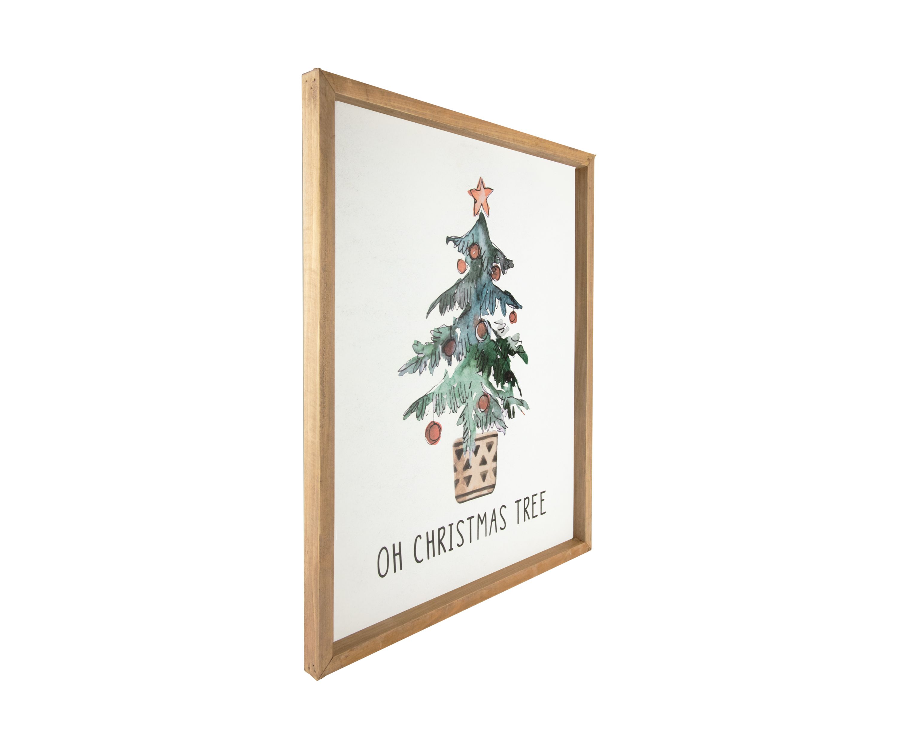 20Inch Wooden Framed InchOh Christmas TreeInch Wall Art Decoration