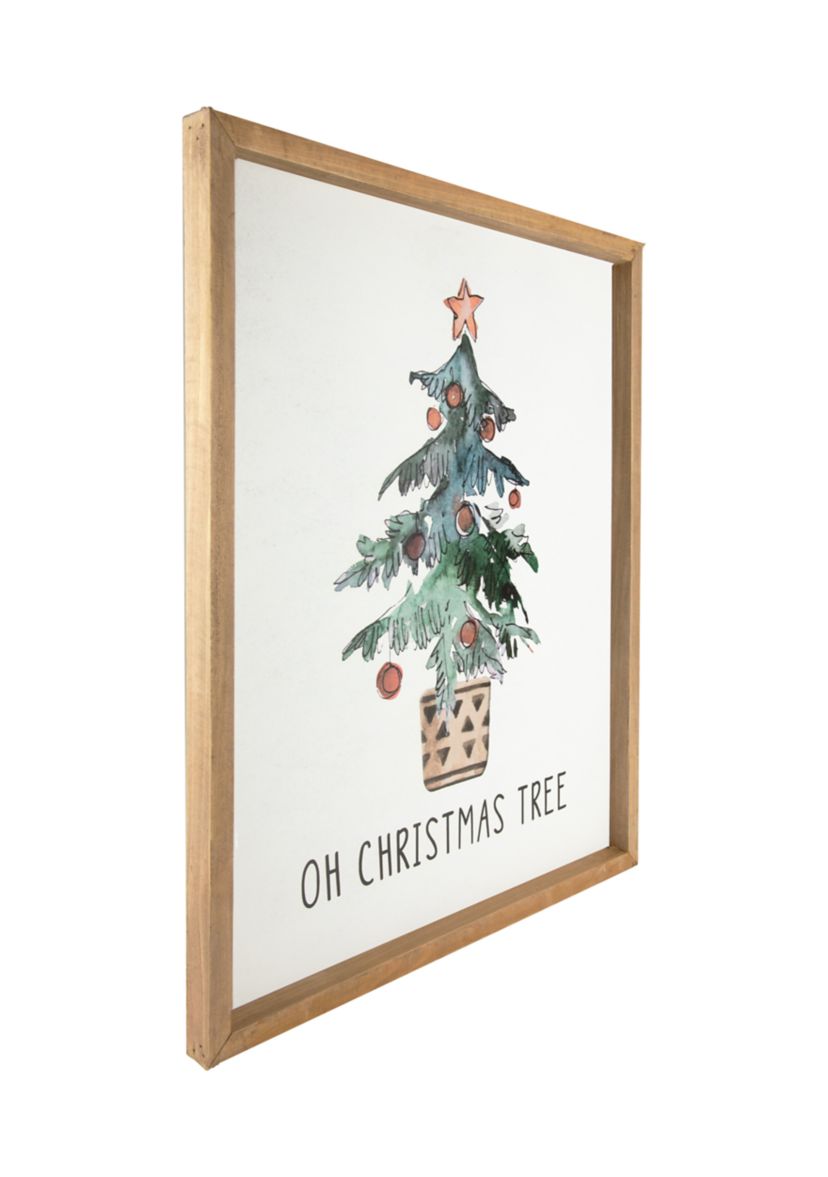 20Inch Wooden Framed InchOh Christmas TreeInch Wall Art Decoration