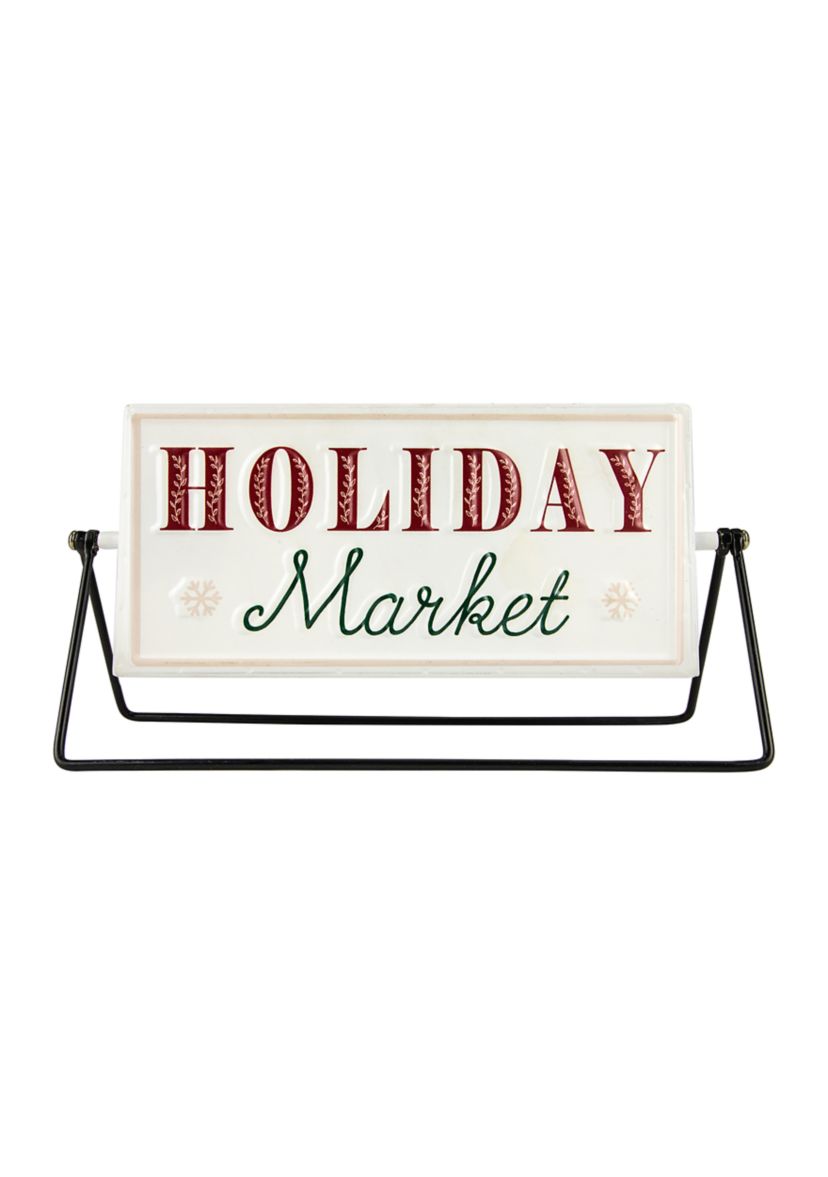 10.25Inch Merry Christmas/Holiday Market Reversible Tabletop Sign