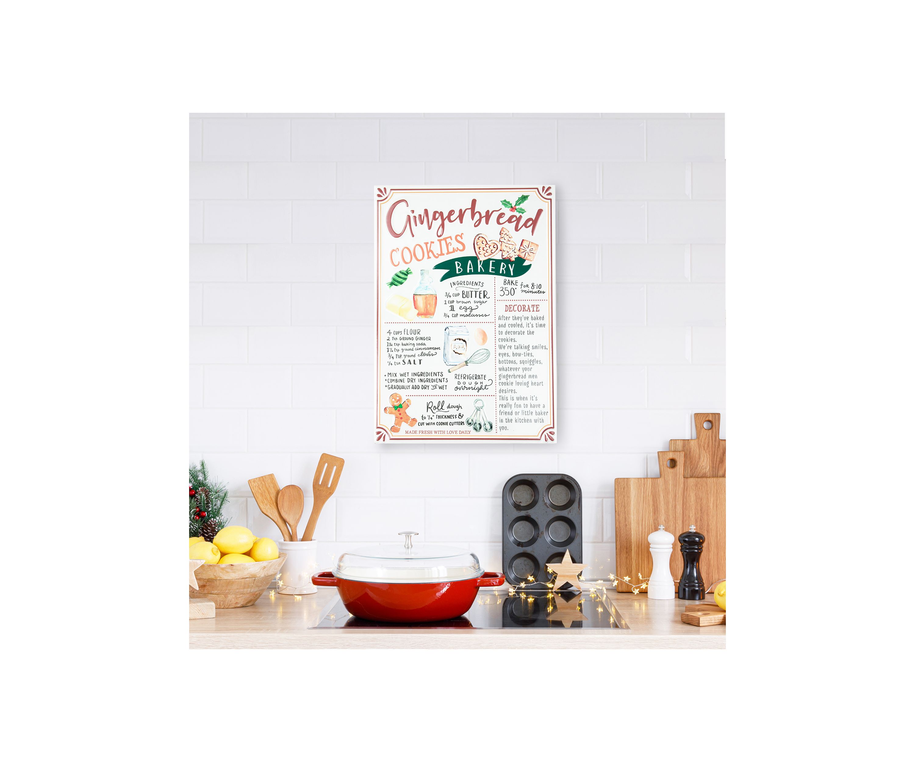17.25Inch Gingerbread Christmas Cookies Recipe Metal Wall Plaque Sign