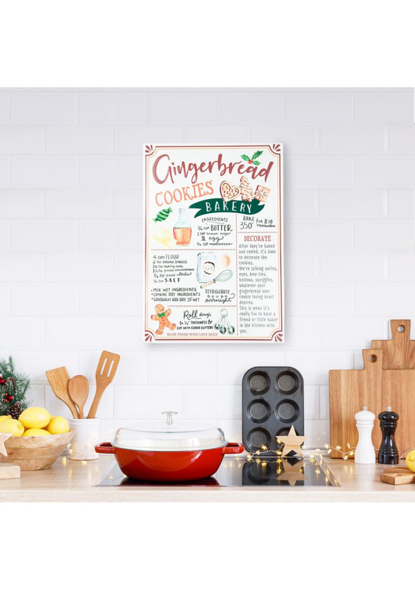 17.25Inch Gingerbread Christmas Cookies Recipe Metal Wall Plaque Sign