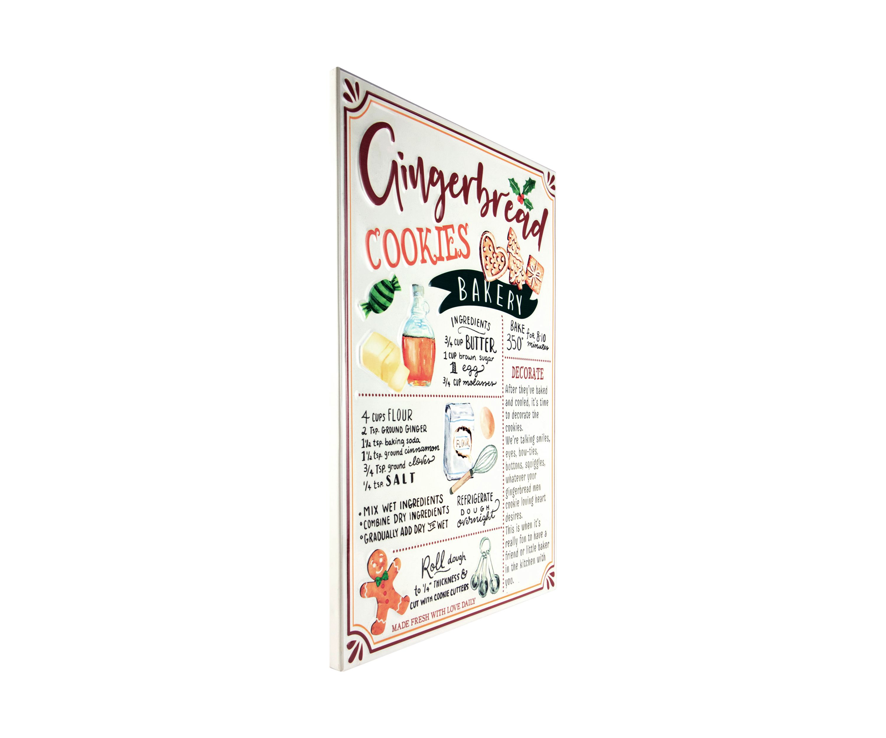 17.25Inch Gingerbread Christmas Cookies Recipe Metal Wall Plaque Sign