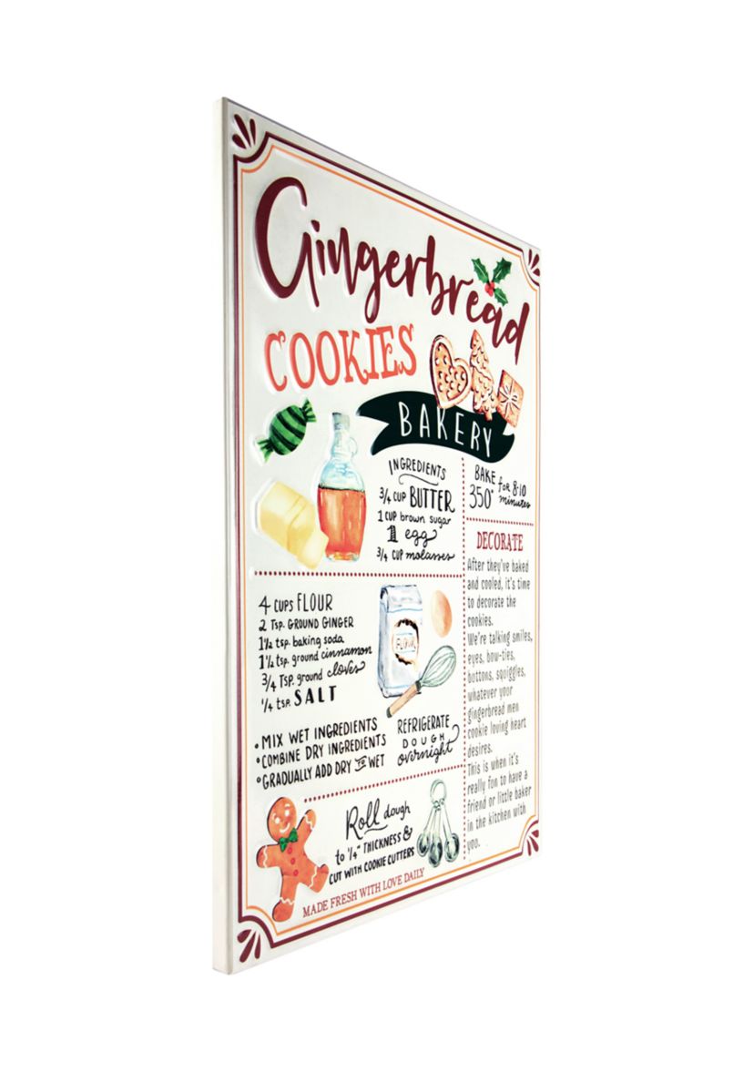 17.25Inch Gingerbread Christmas Cookies Recipe Metal Wall Plaque Sign