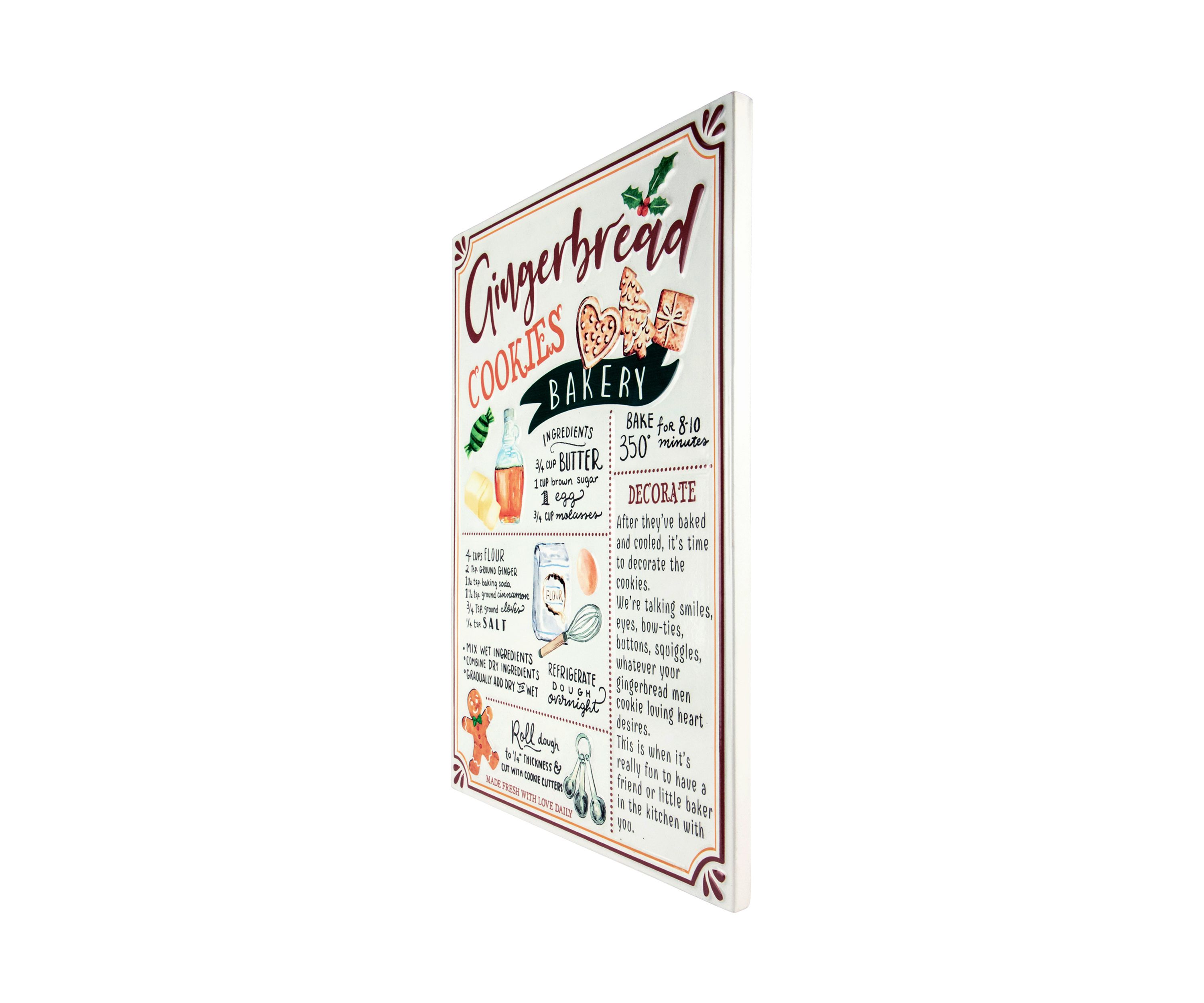 17.25Inch Gingerbread Christmas Cookies Recipe Metal Wall Plaque Sign