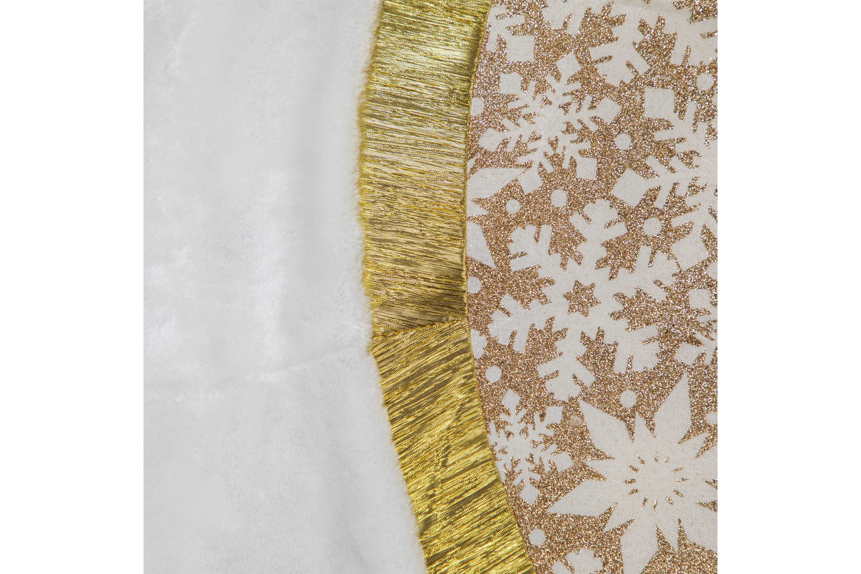 48" White and Gold Snowflake Christmas Tree Skirt