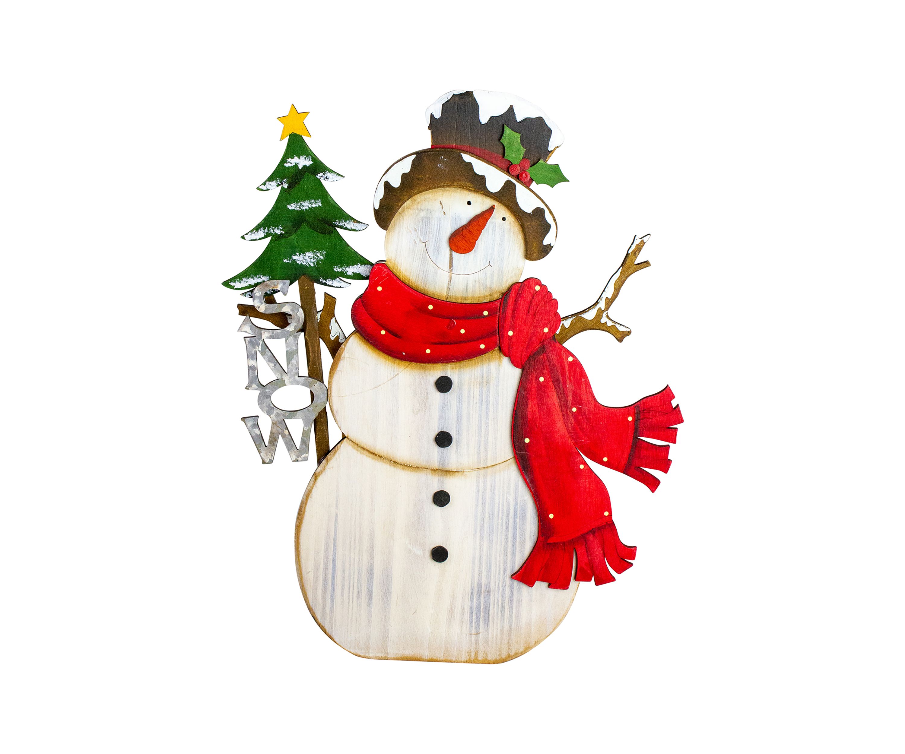18Inch Snowman with Snow Sign Wooden Christmas Decoration