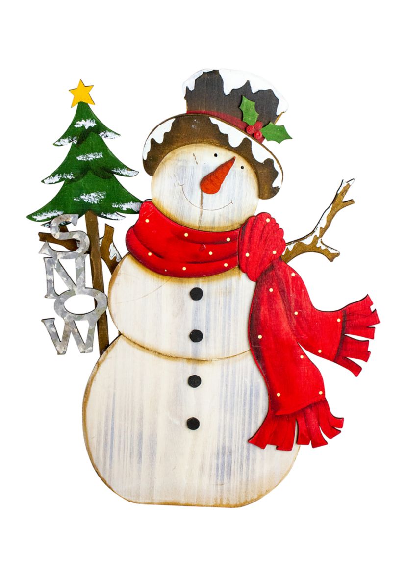 18Inch Snowman with Snow Sign Wooden Christmas Decoration