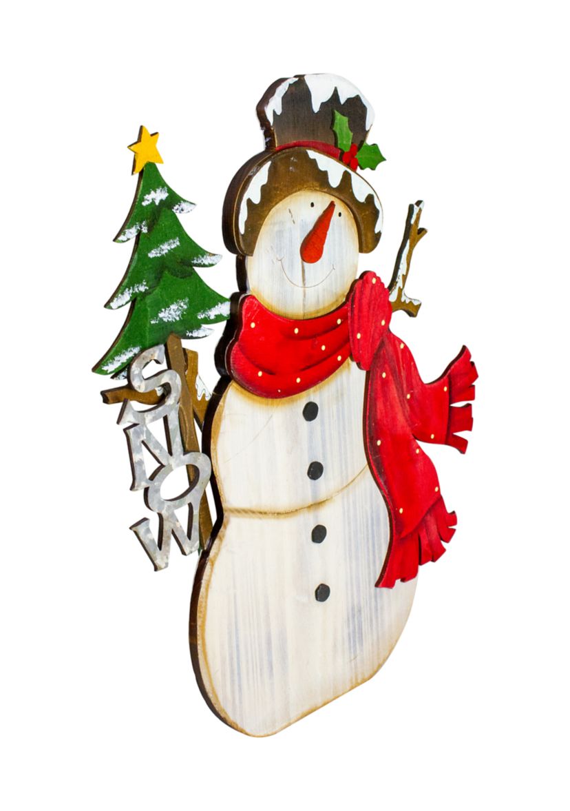 18Inch Snowman with Snow Sign Wooden Christmas Decoration