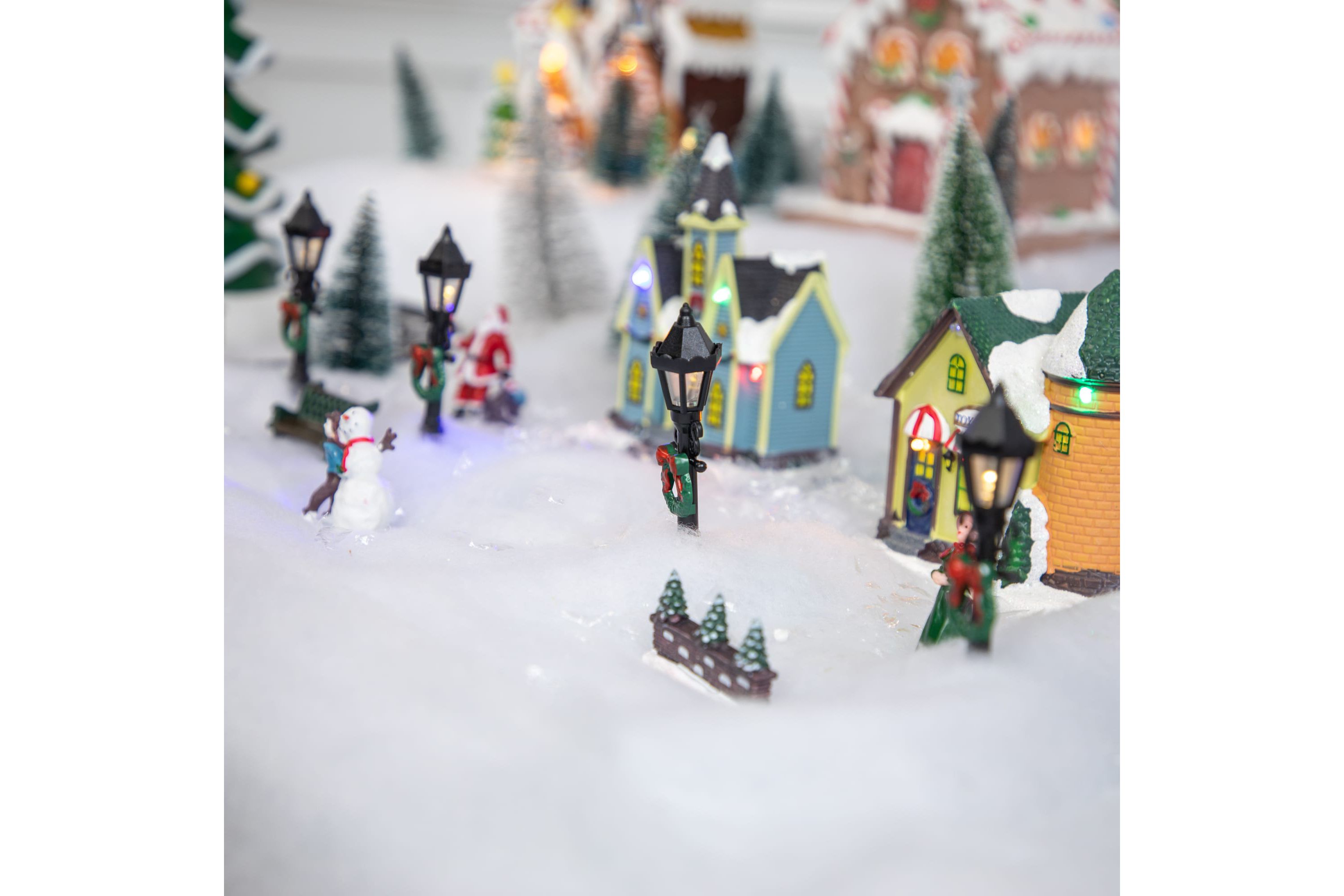 Set of 4 Lighted Street Lamps Christmas Village Display Pieces - 4.75inch