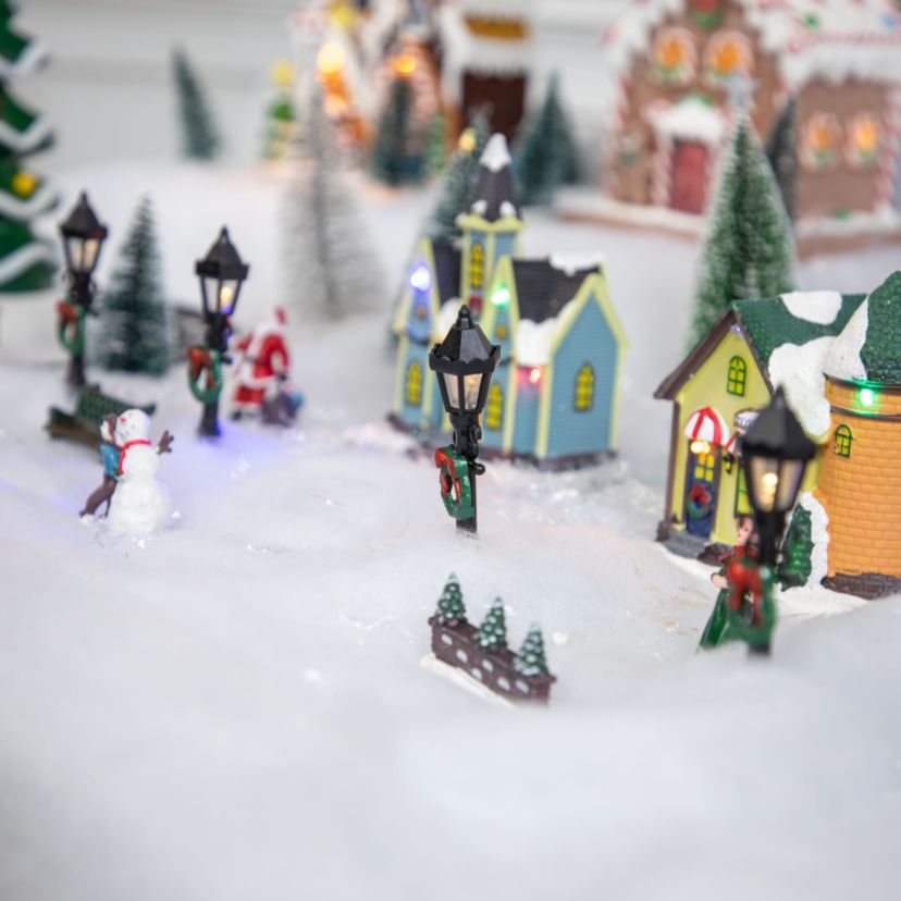 Set of 4 Lighted Street Lamps Christmas Village Display Pieces - 4.75inch