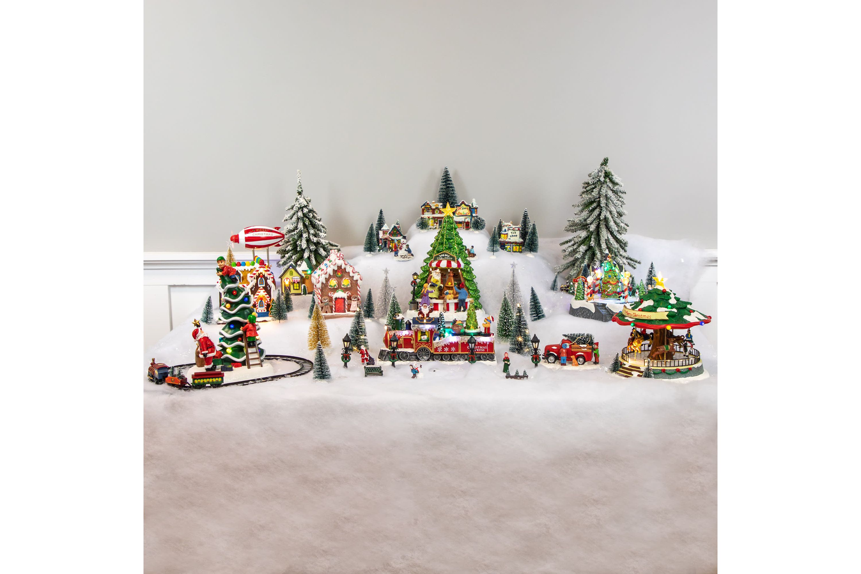 Set of 4 Lighted Street Lamps Christmas Village Display Pieces - 4.75inch