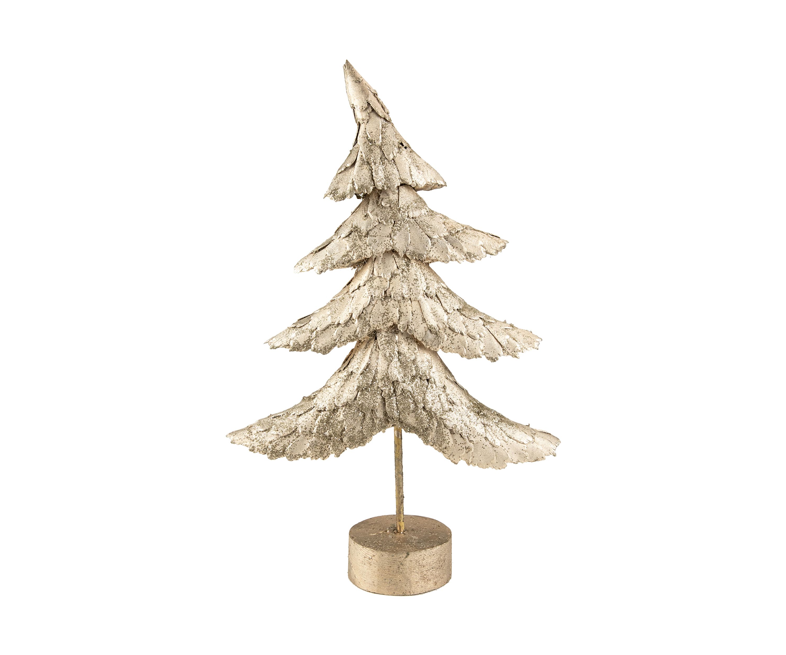 18Inch Layered Bronze Tree with Wood Base Christmas Decoration