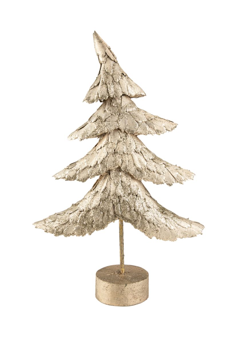 18Inch Layered Bronze Tree with Wood Base Christmas Decoration