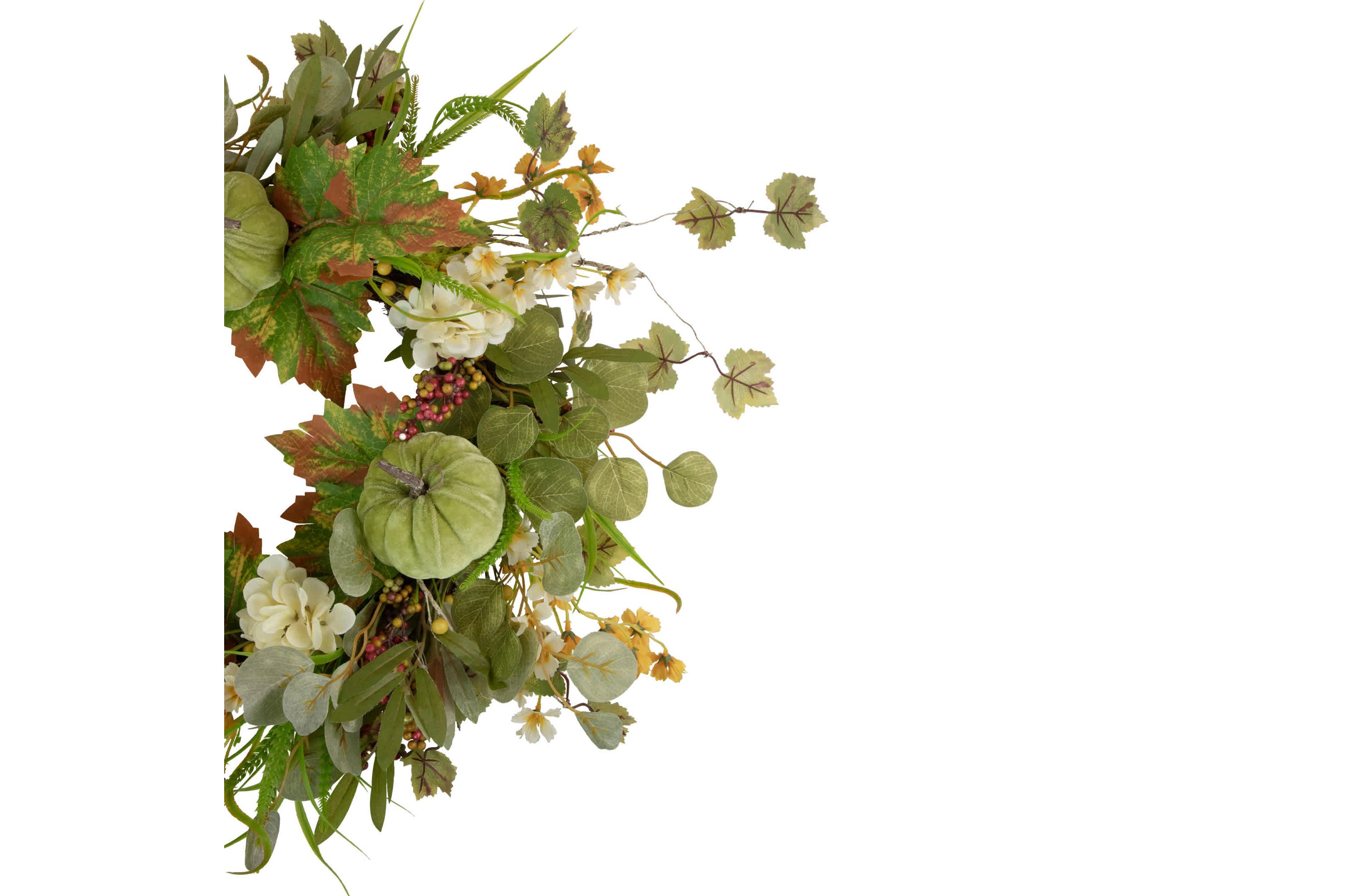 Pumpkins and Berries Artificial Fall Harvest Twig Wreath  24-Inch  Unlit
