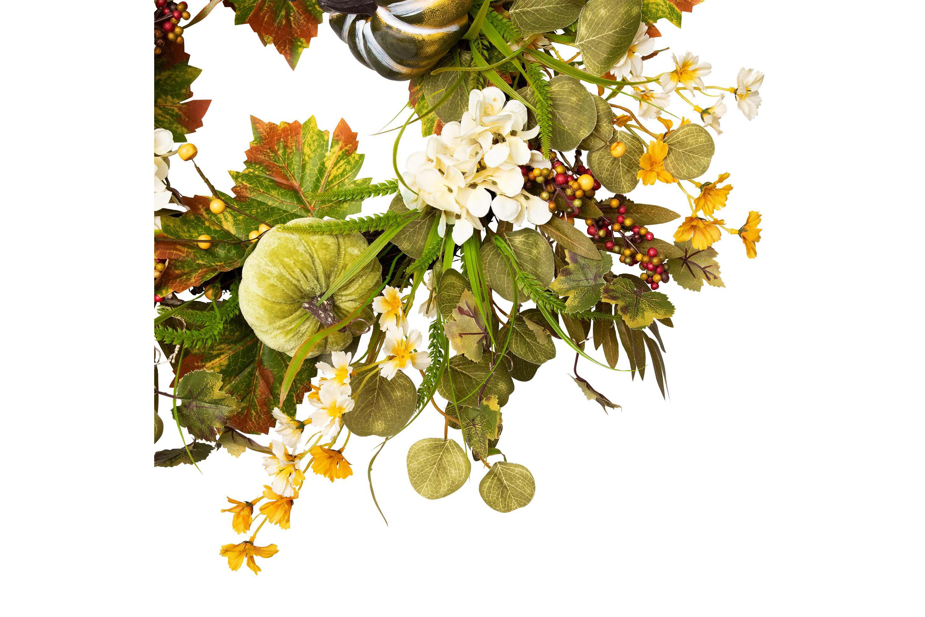 Pumpkins and Berries Artificial Fall Harvest Twig Wreath  24-Inch  Unlit