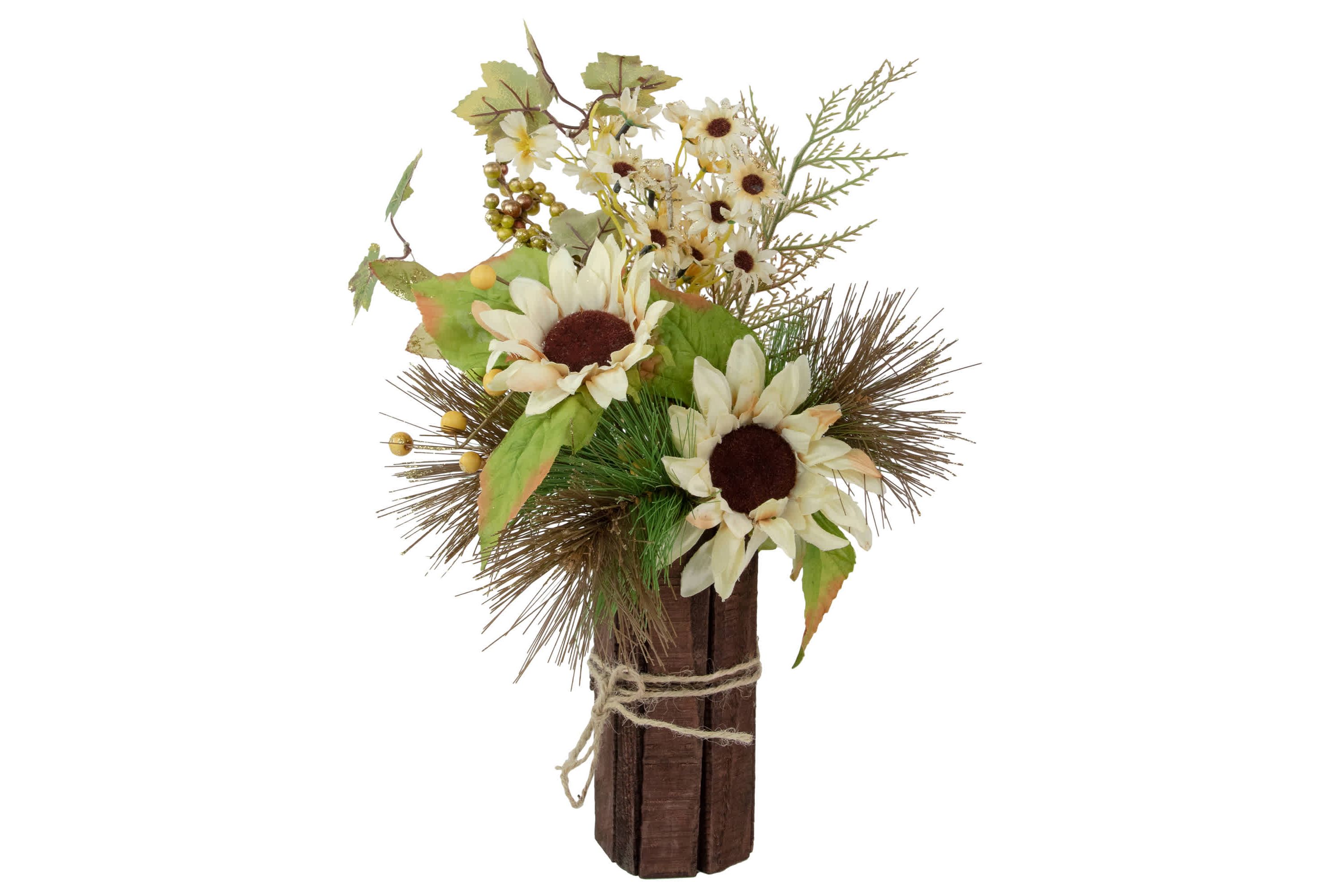 16" Sunflowers and Berries Artificial Fall Harvest Floral Decoration