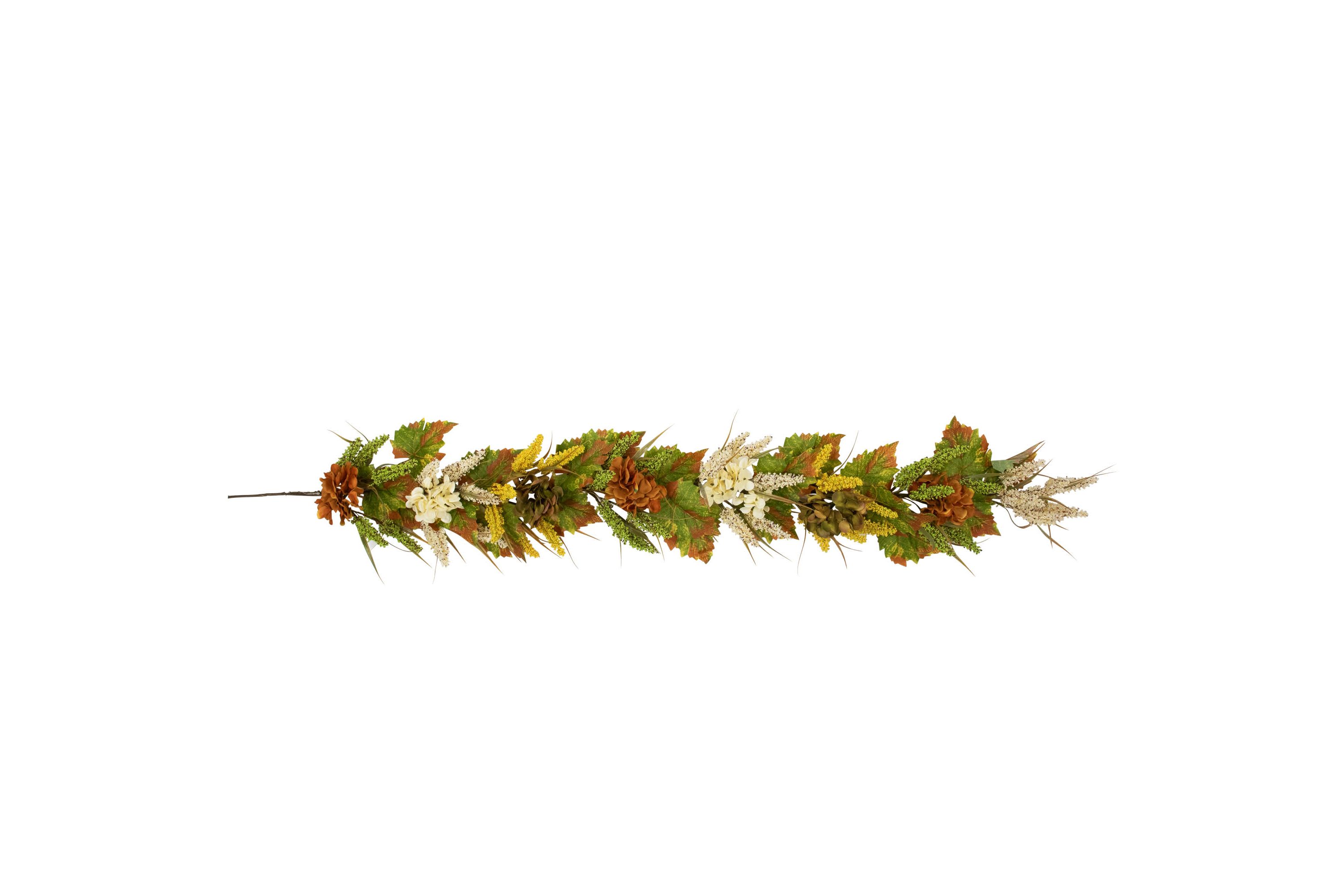 5 x 10" Flowers with Wheat Artificial Fall Harvest Garland  Unlit
