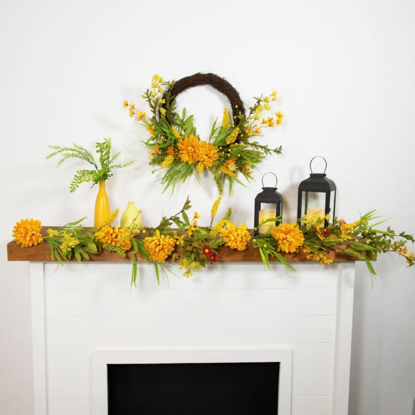 5 x 10" Orange Peony Artificial Fall Harvest Garland  Unlit