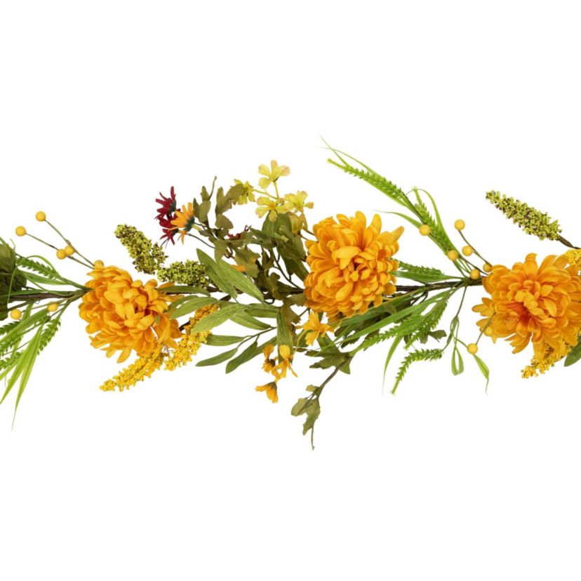 5 x 10" Orange Peony Artificial Fall Harvest Garland  Unlit
