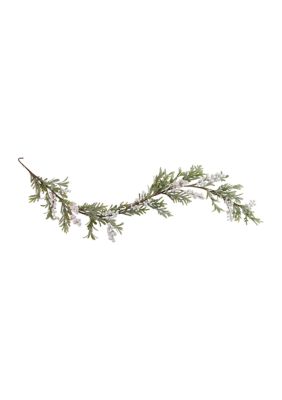 Northlight 5' x 7Inch Artificial Christmas Garland with Frosted Foliage and Berries Unlit, Green -  0195583735170