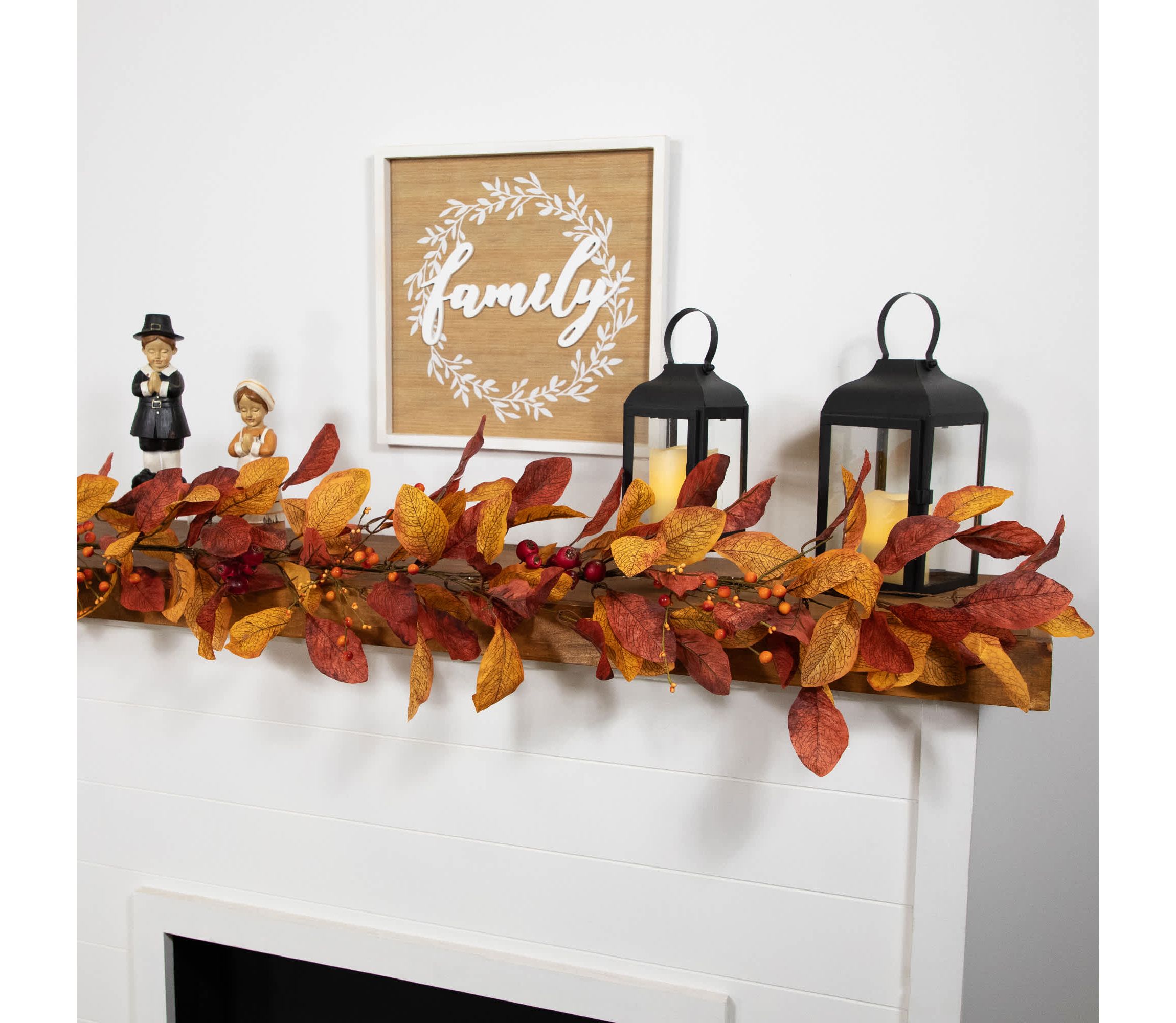 5 x 8" Berries with Orange and Red Leaves Artificial Fall Harvest Garland  Unlit