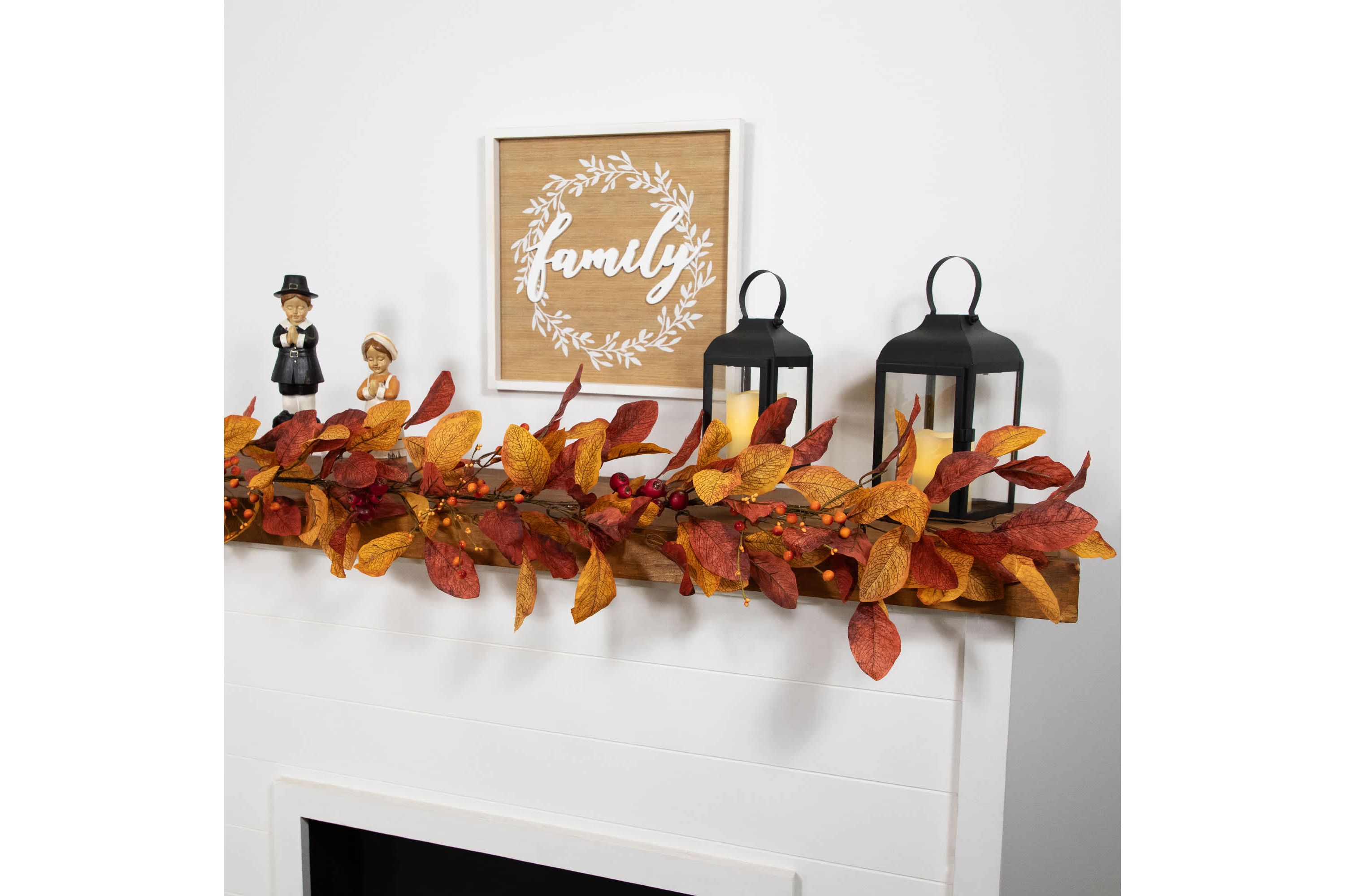 5 x 8" Berries with Orange and Red Leaves Artificial Fall Harvest Garland  Unlit
