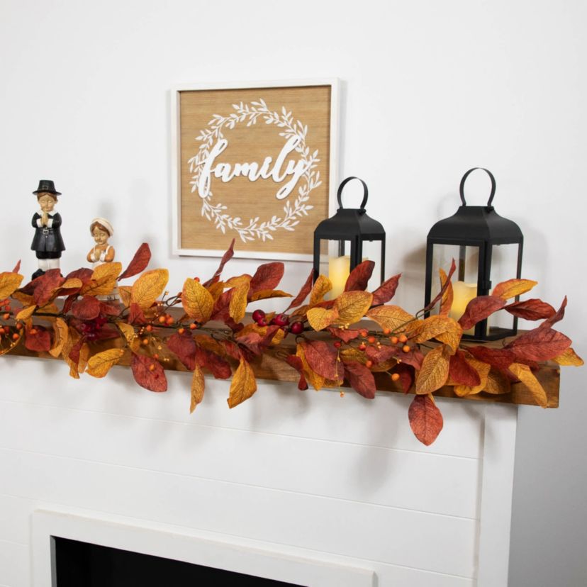 5 x 8" Berries with Orange and Red Leaves Artificial Fall Harvest Garland  Unlit