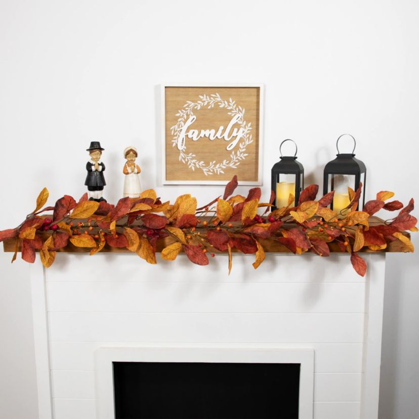 5 x 8" Berries with Orange and Red Leaves Artificial Fall Harvest Garland  Unlit