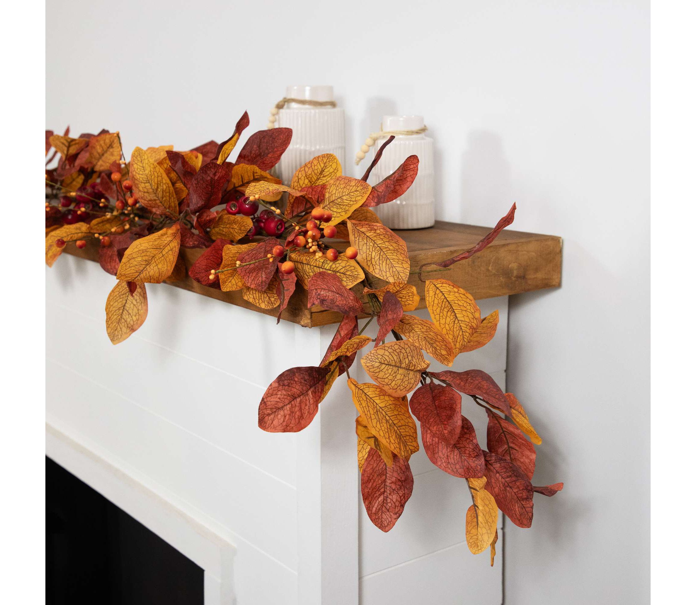 5 x 8" Berries with Orange and Red Leaves Artificial Fall Harvest Garland  Unlit