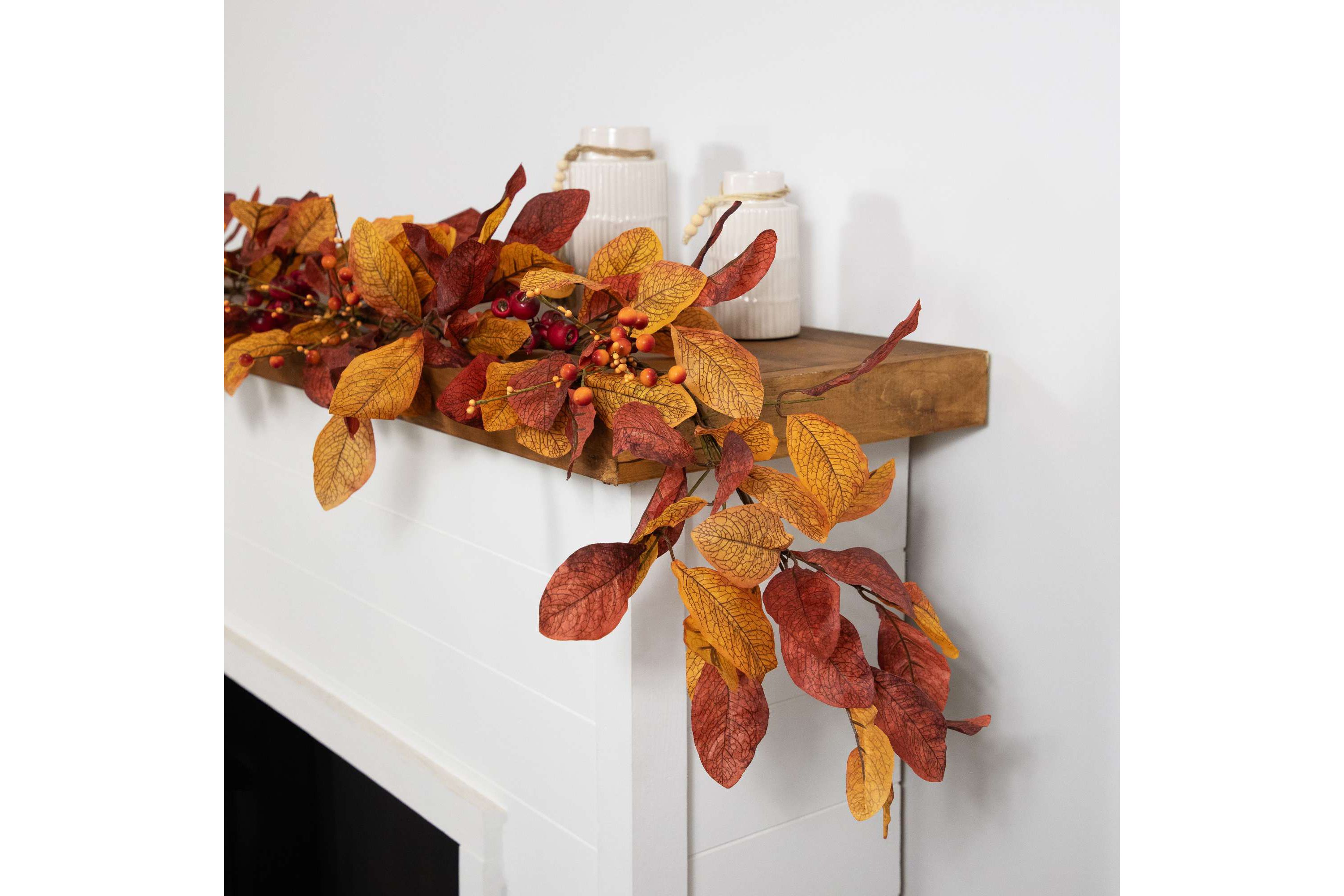 5 x 8" Berries with Orange and Red Leaves Artificial Fall Harvest Garland  Unlit