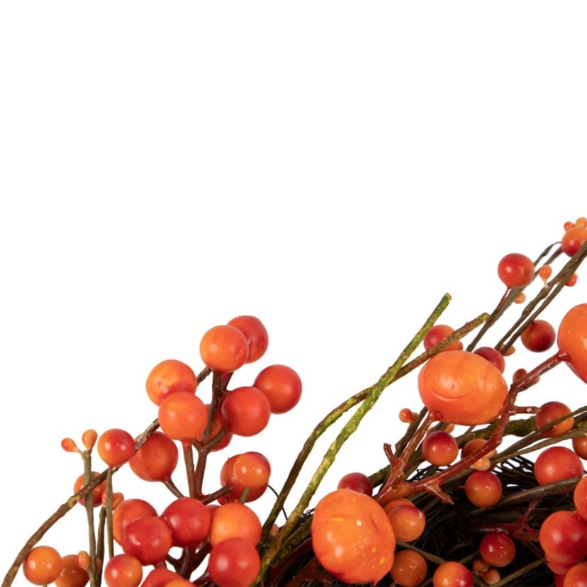 Red and Orange Berries with Mini Pumpkins Fall Harvest Wreath  20-Inch  Unlit