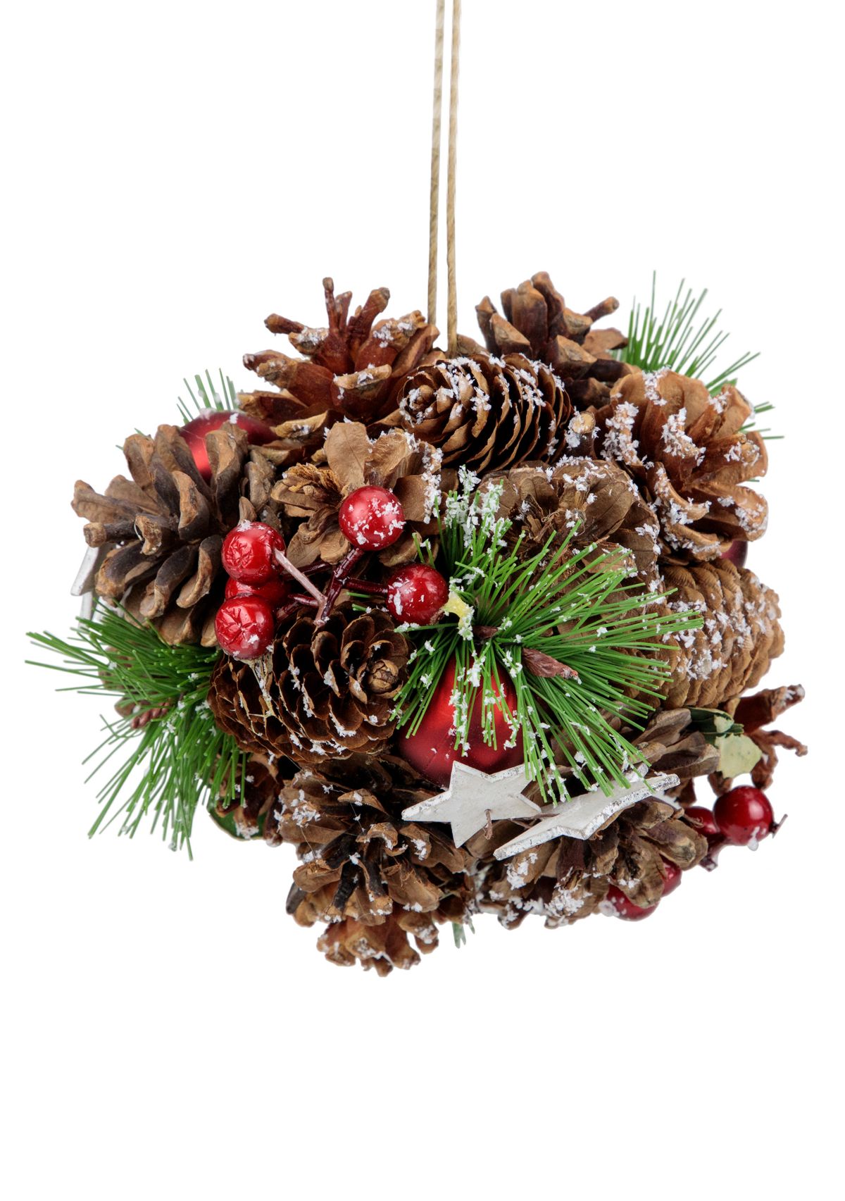 6Inch Pine Cones  Stars and Balls Hanging Christmas Ornament