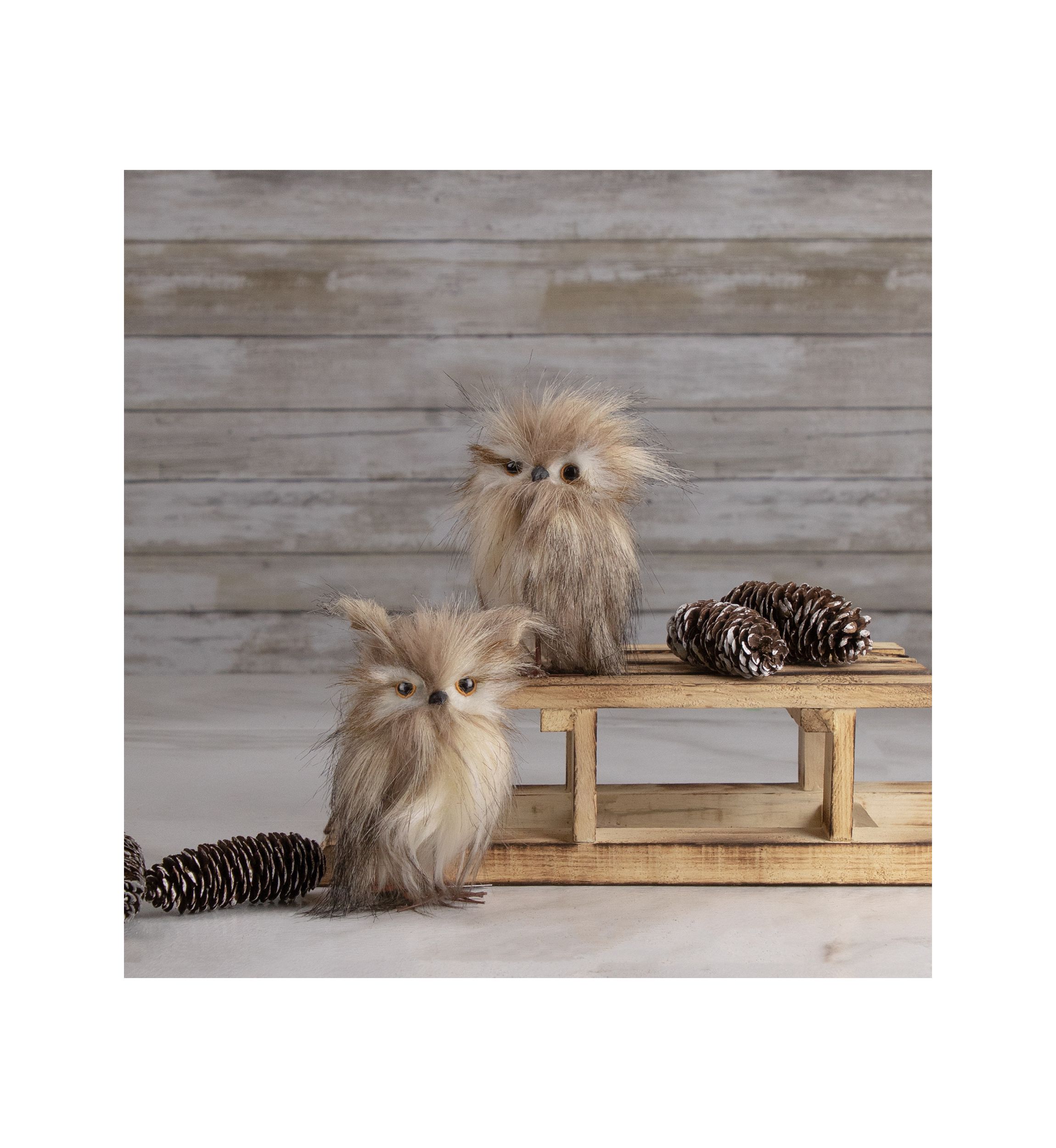 Northlight Set of 2 Brown and Ivory Plush Owls Christmas Figures | Belk