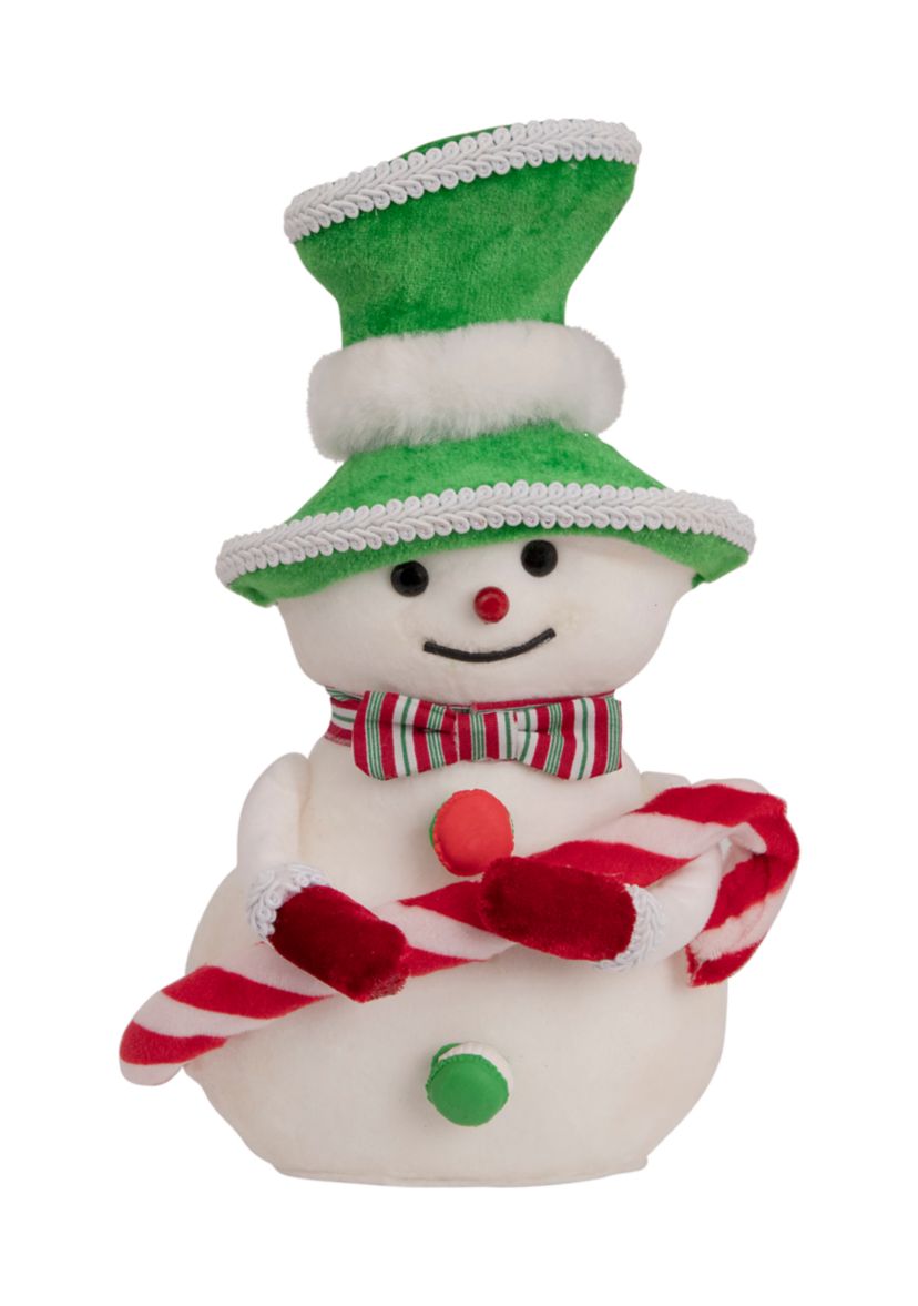 10Inch Snowman with Candy Cane Christmas Figure
