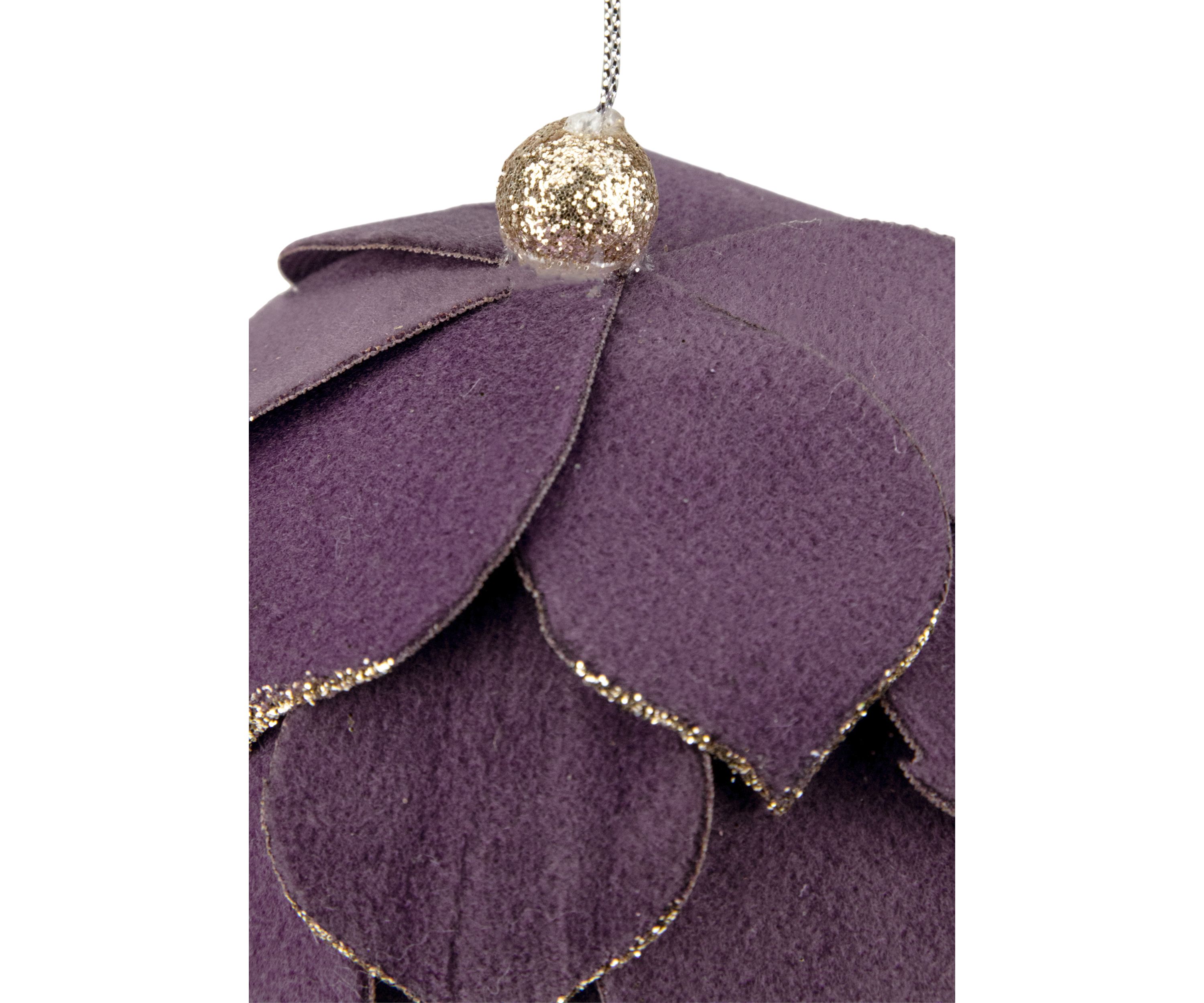 7Inch Purple Flower Glitter Petal Shatterproof Ball Christmas Ornament