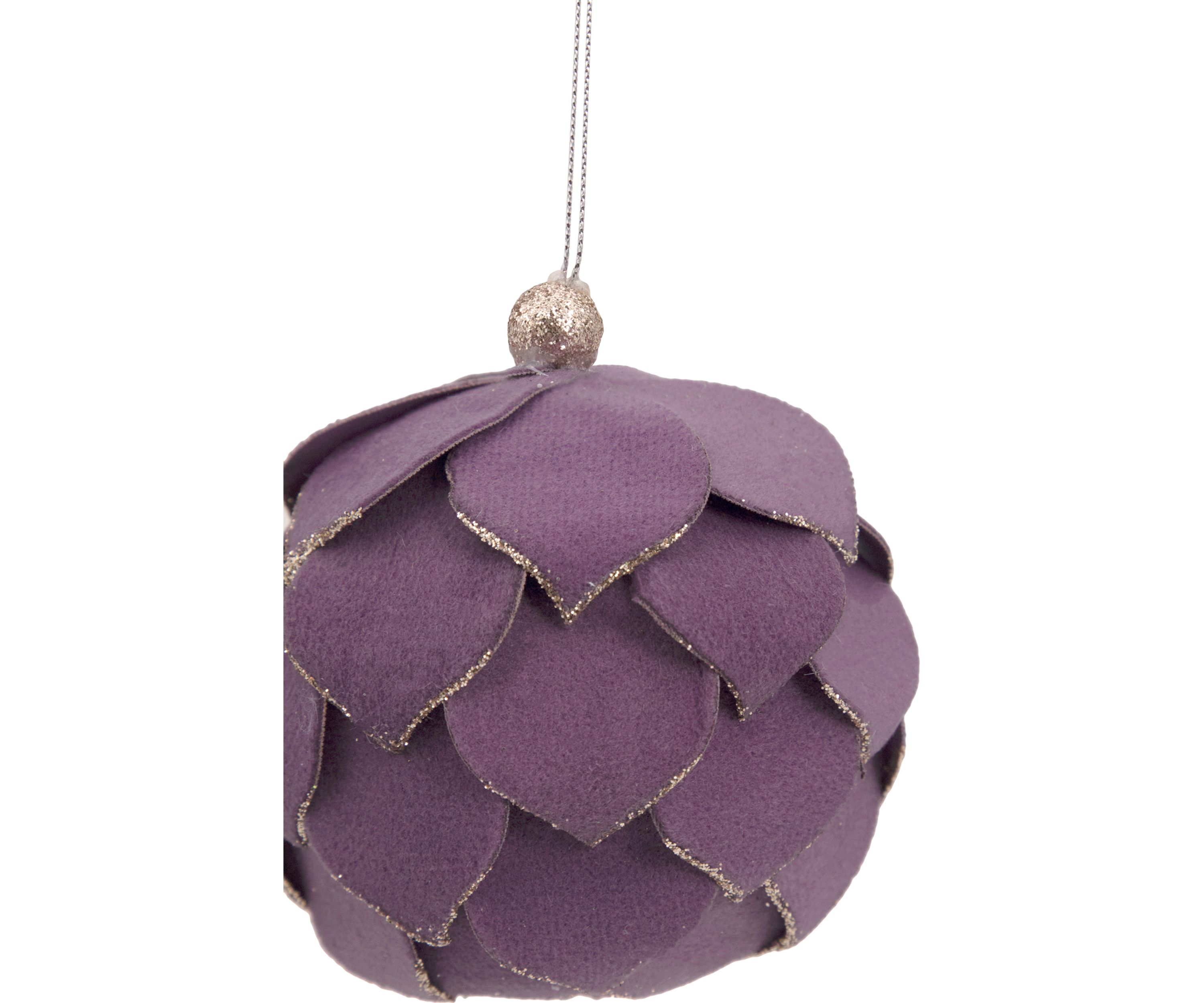 7Inch Purple Flower Glitter Petal Shatterproof Ball Christmas Ornament