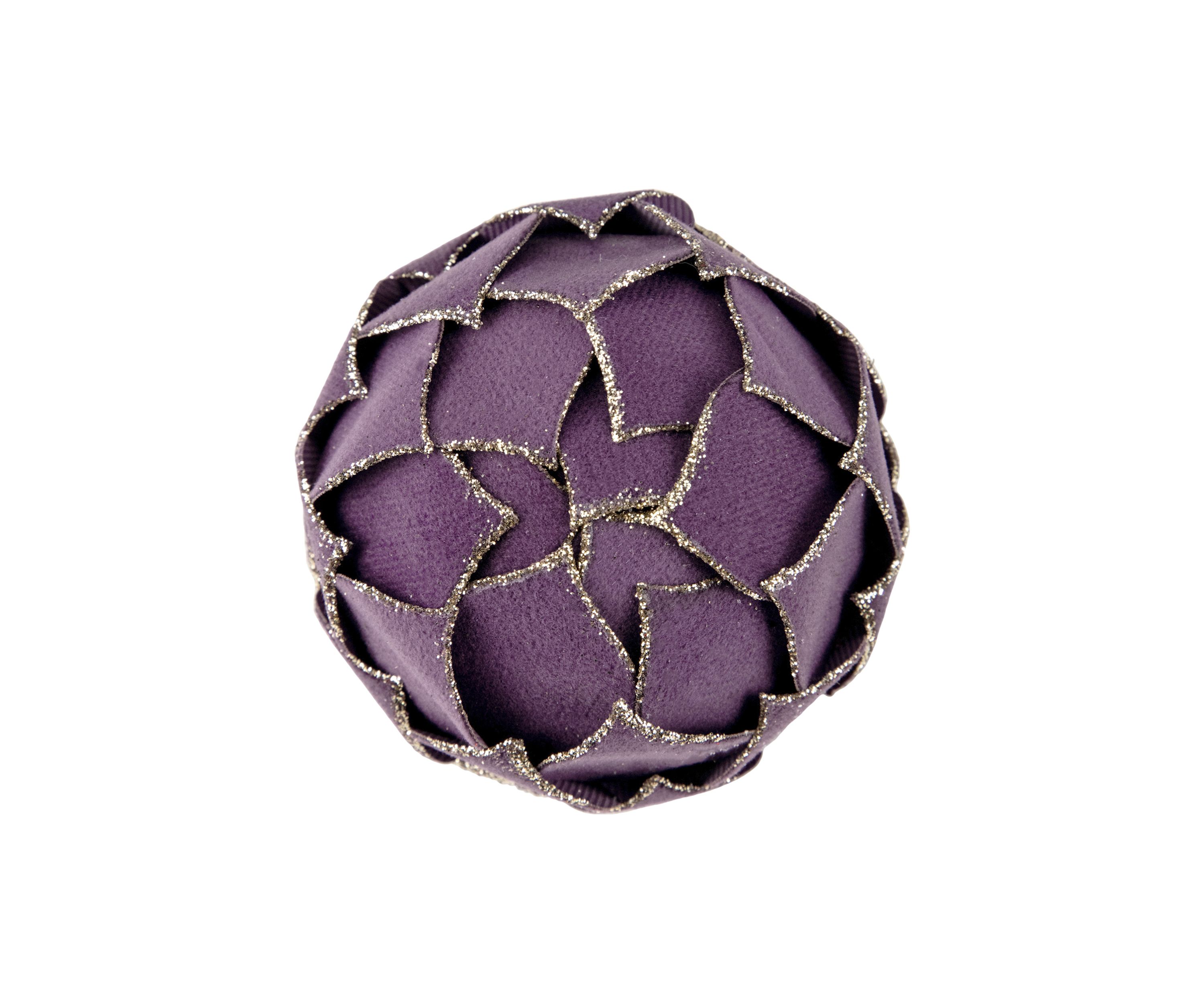 7Inch Purple Flower Glitter Petal Shatterproof Ball Christmas Ornament