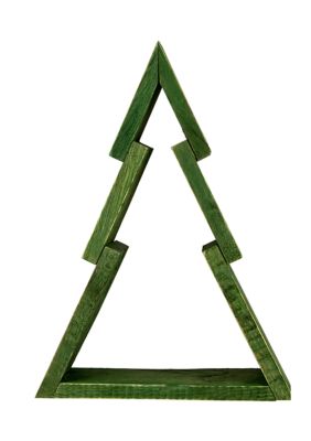 9.5Inch Green Geometric Wooden Christmas Tree Tabletop Display