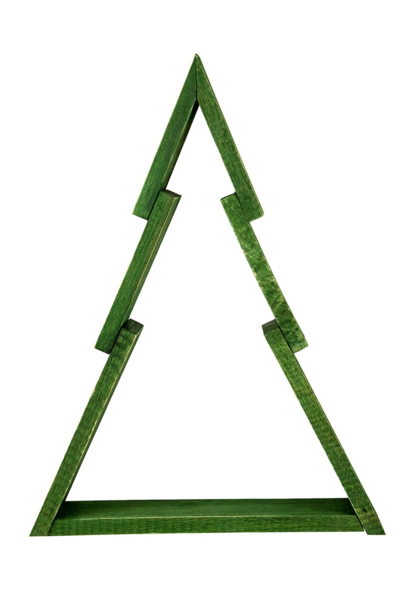12Inch Green Geometric Wooden Christmas Tree Tabletop Display