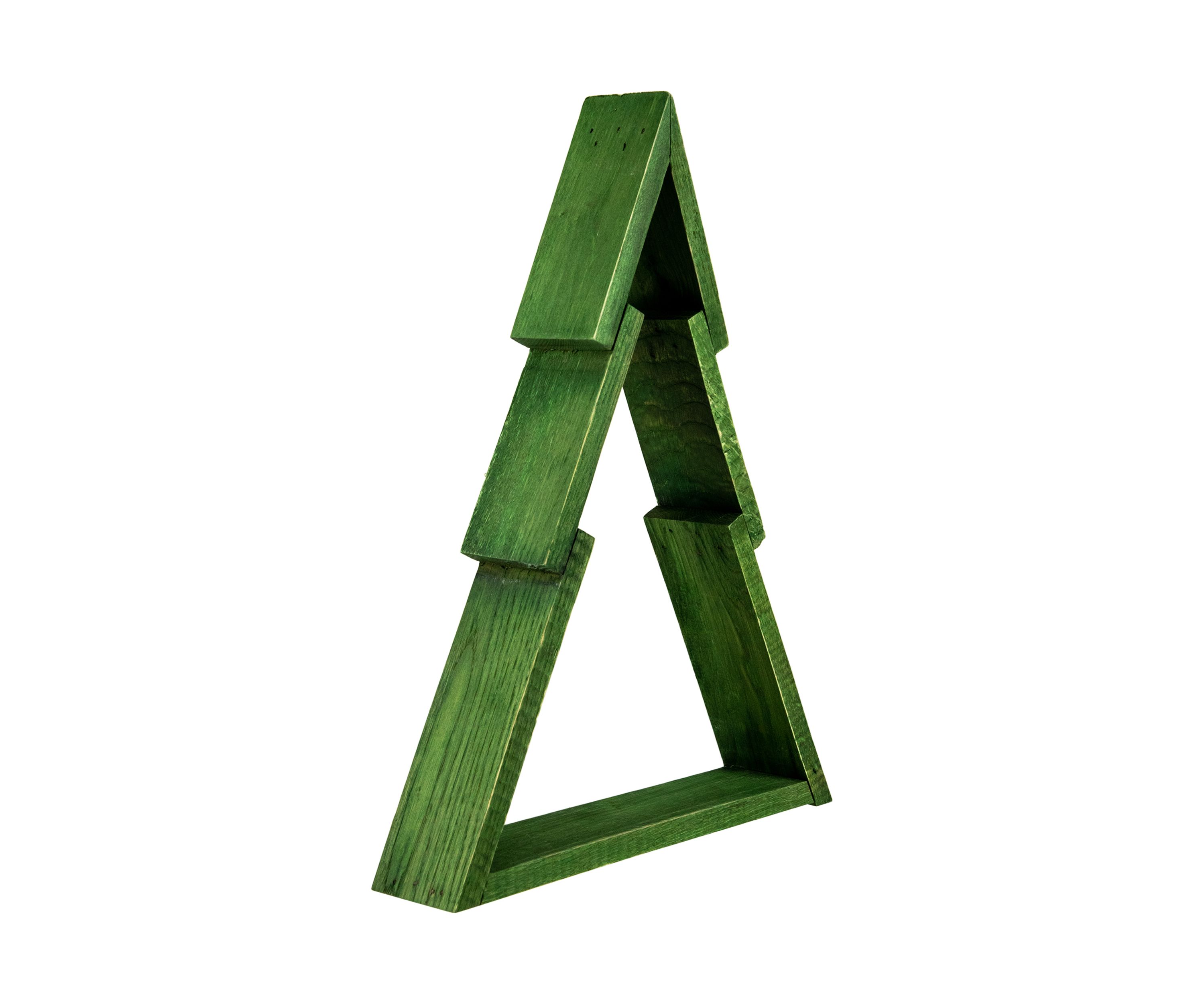 12Inch Green Geometric Wooden Christmas Tree Tabletop Display