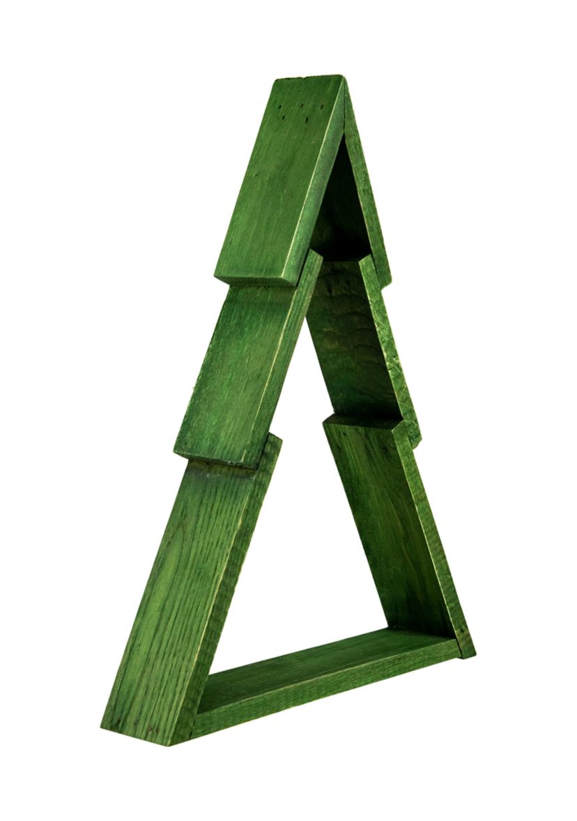 12Inch Green Geometric Wooden Christmas Tree Tabletop Display