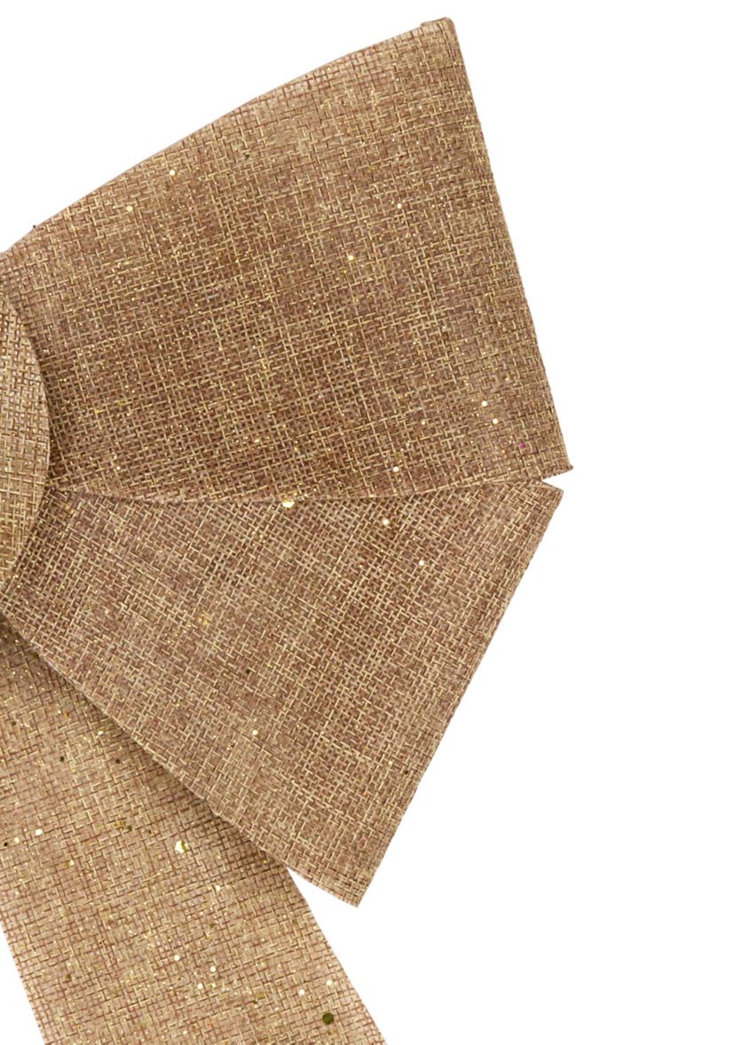 16Inch LED Lighted Gold Glitter Burlap Bow Christmas Decoration with Color Changing Lights