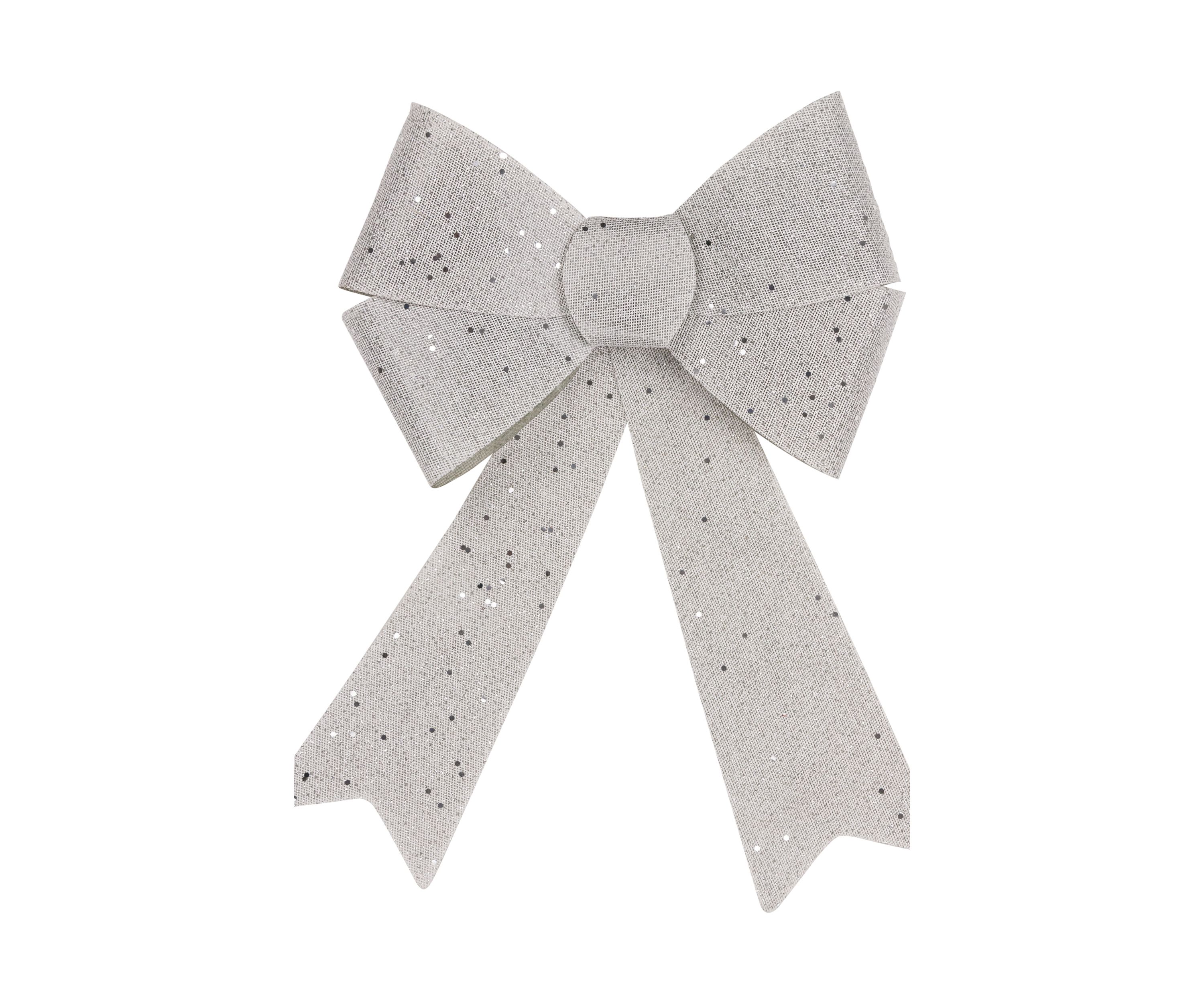 16Inch LED Lighted Silver Burlap Bow Christmas Decoration with Color Changing Lights