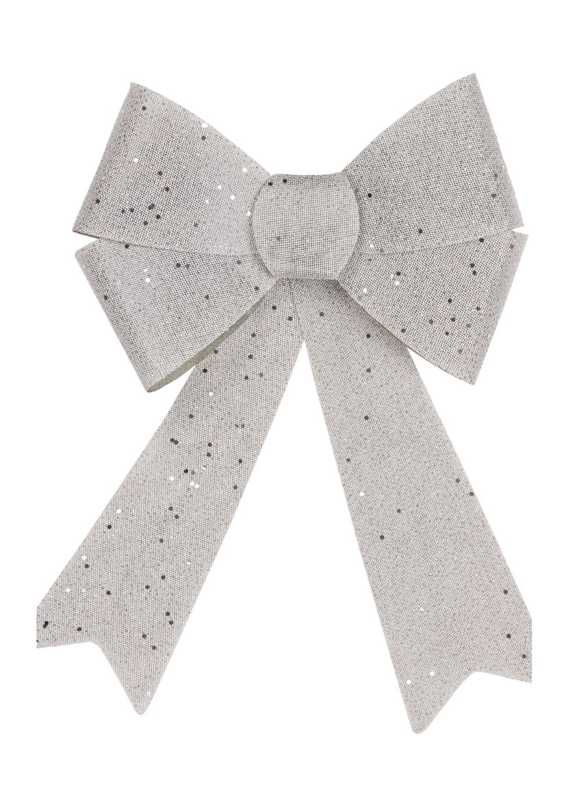 16Inch LED Lighted Silver Burlap Bow Christmas Decoration with Color Changing Lights