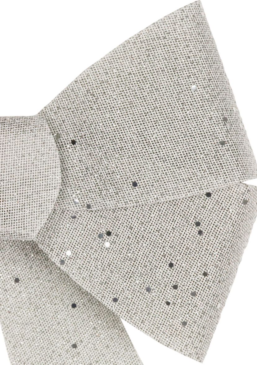 16Inch LED Lighted Silver Burlap Bow Christmas Decoration with Color Changing Lights